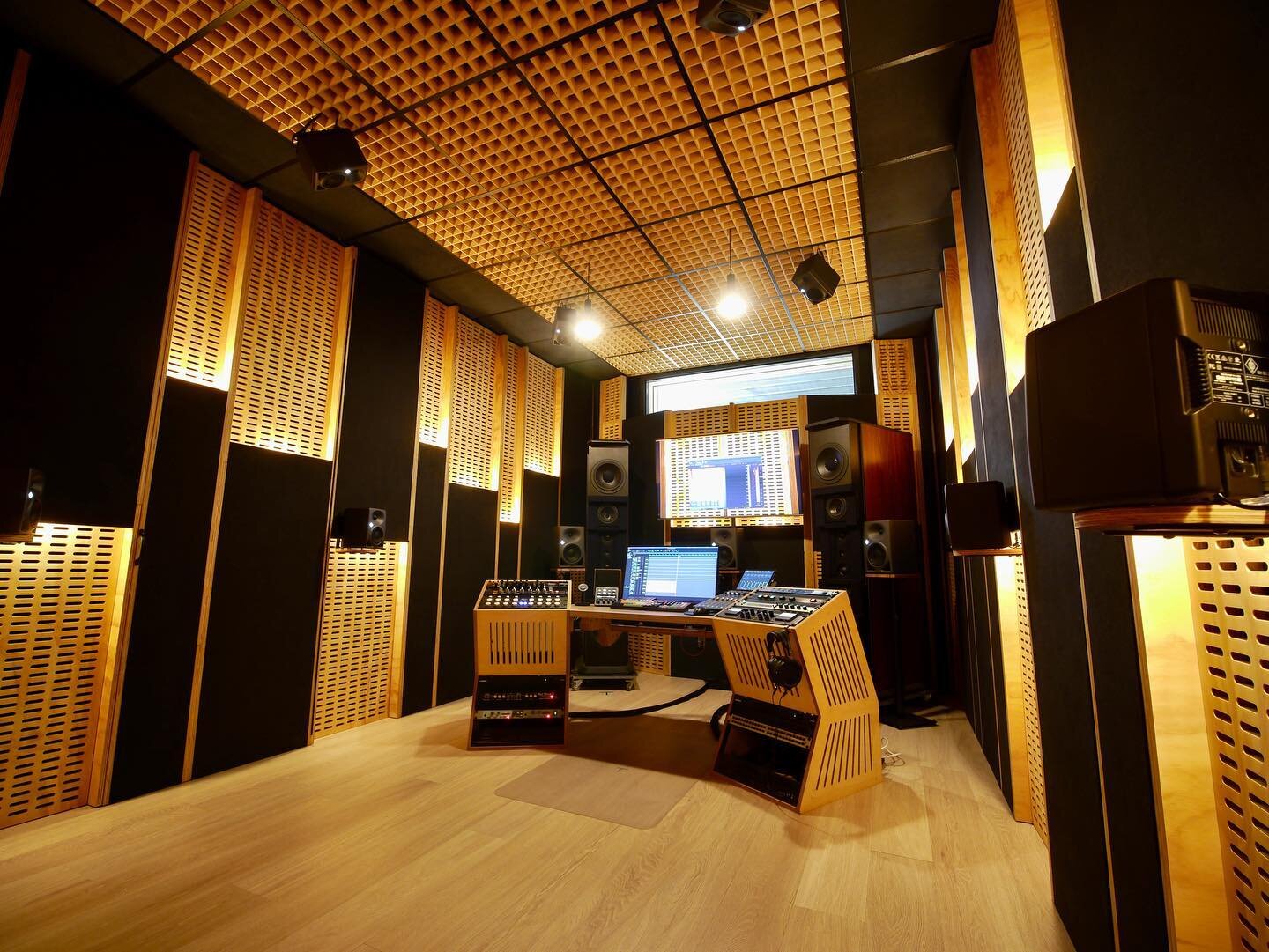 New mastering room in Melbourne for @lachlanjc. Stereo &amp; Dolby Atmos.  Here we designed the structural shells for sound isolation (&amp; the machine room in front), oversaw the construction of the shells, designed, manufactured and installed all 