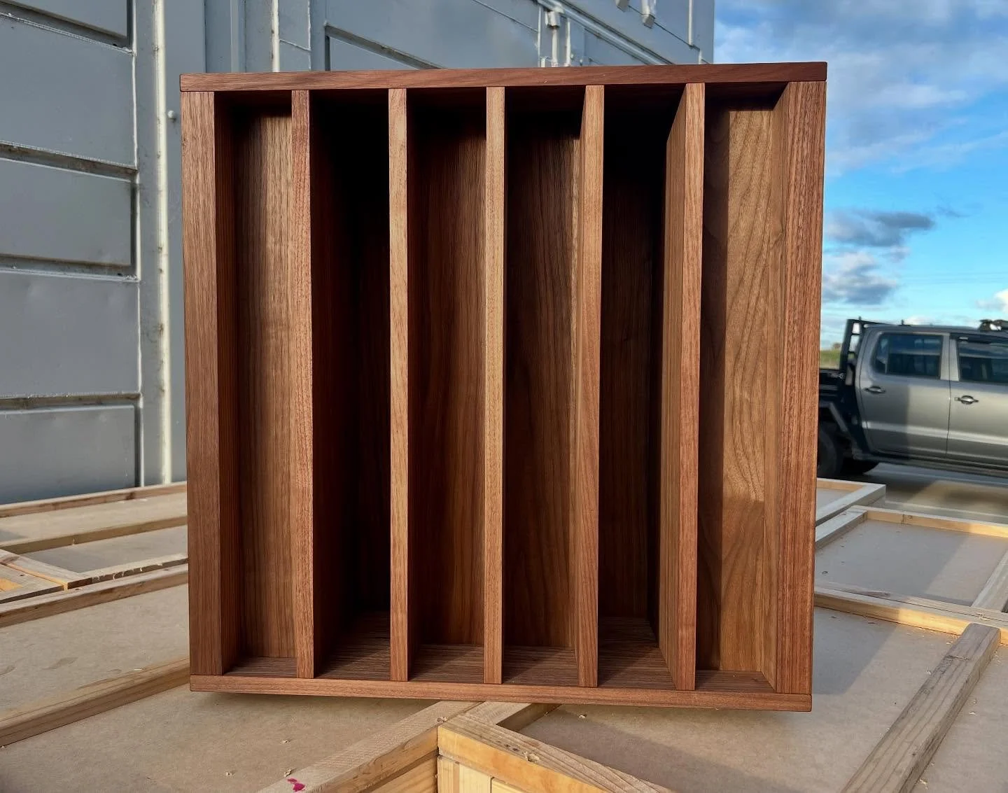 Sending 40 of these custom Quadratic Residue Diffusors (QRD) in American walnut up to Sydney for @sonymusicaustralia new studio. #exponentialacoustics #acoustics #studioacoustics #recordingstudio #studio #diffuser #diffusor #qrd #basstrap #audio #aud