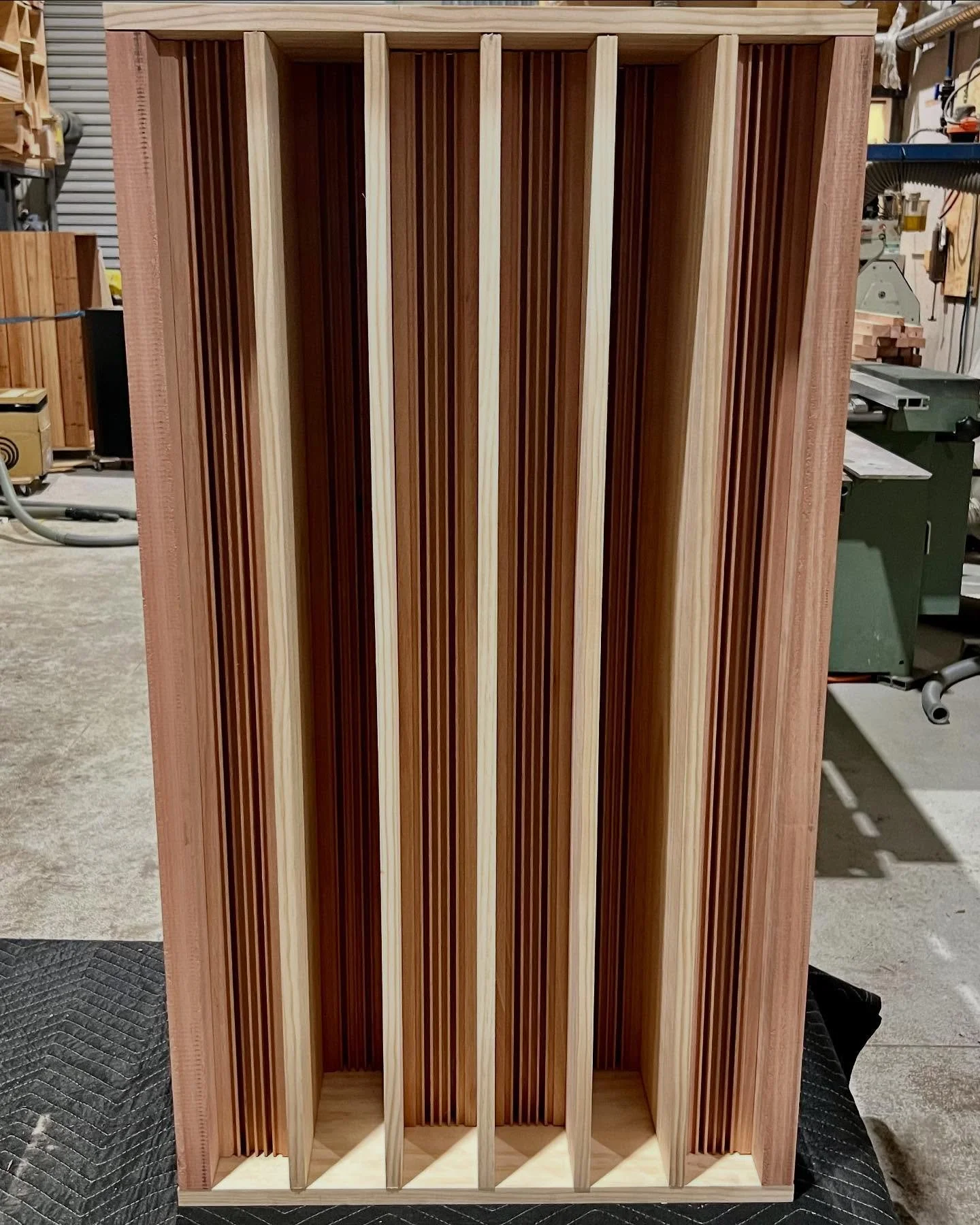 Our new, fully flat packing Fractal Quadratic Residue Diffuser.  In clear pine and eucalyptus grandis.  #exponentialacoustics #acoustics #studioacoustics #masteringstudio #recordingstudio #studio #diffuser #diffusor #qrd #basstrap #melbournemusic #me