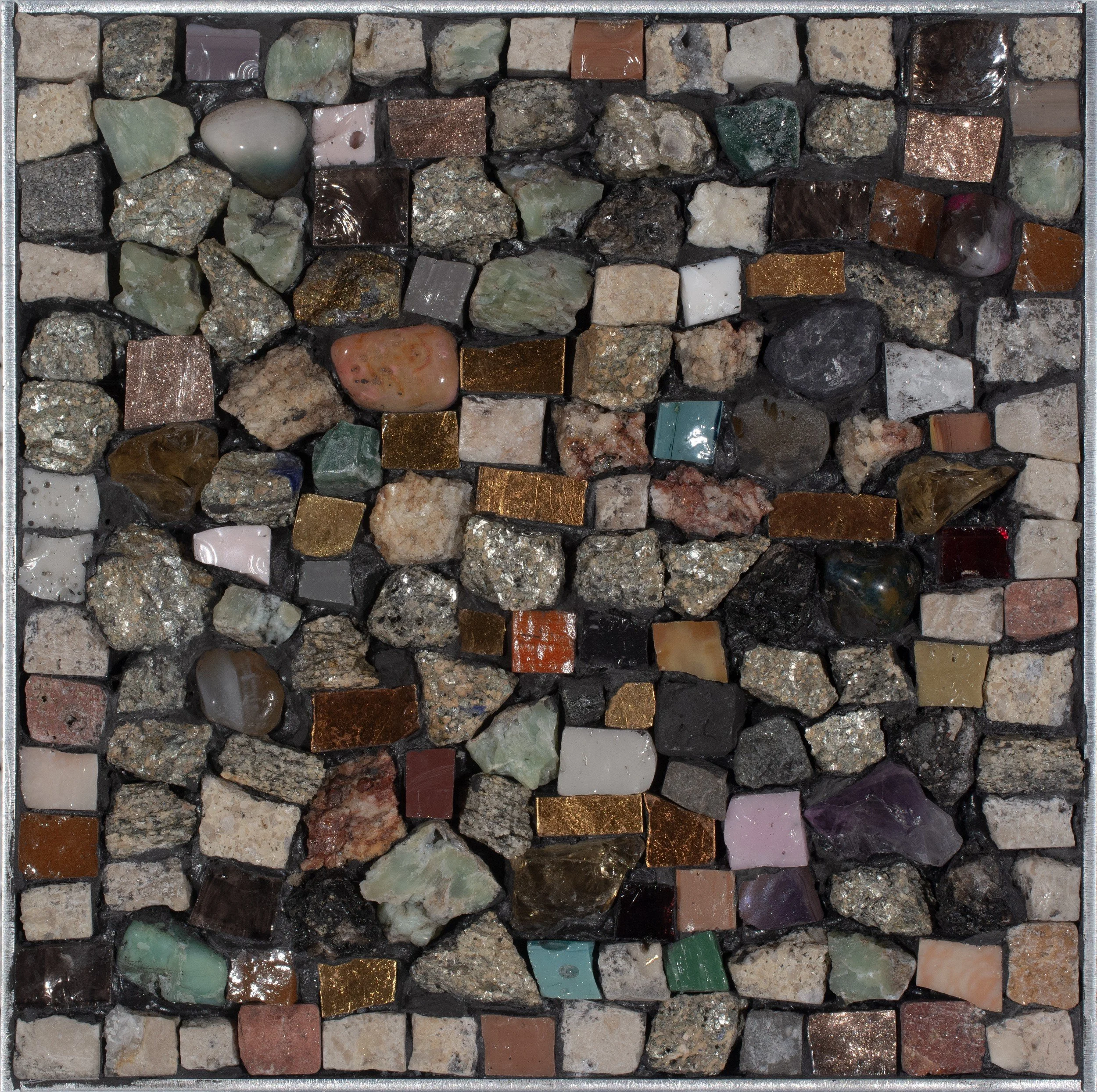 	Meditation II | Smalti and stones on aluminum frame | 4 × 4 in. | 2025