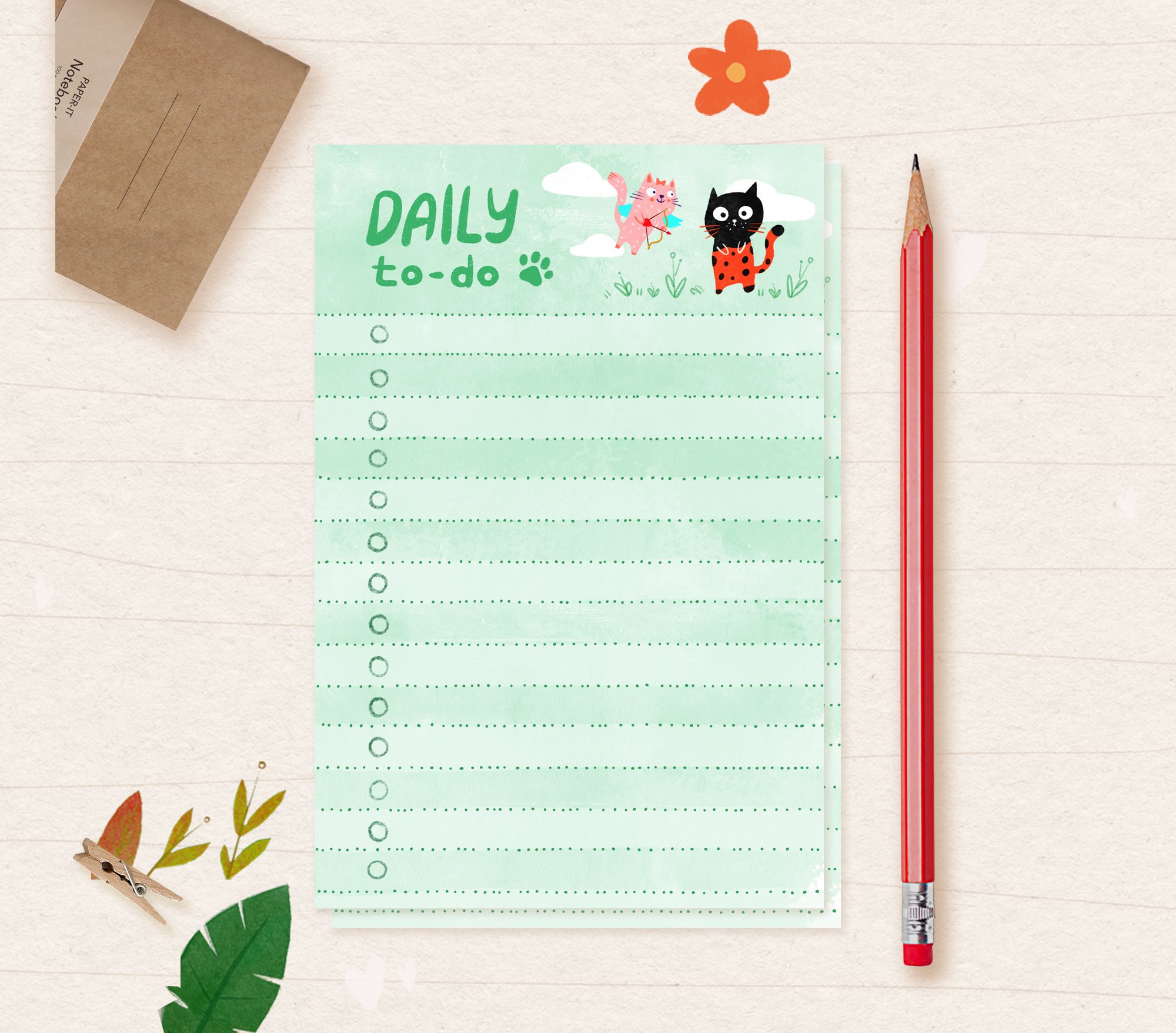 Cat TO DO LIST notepad - printable