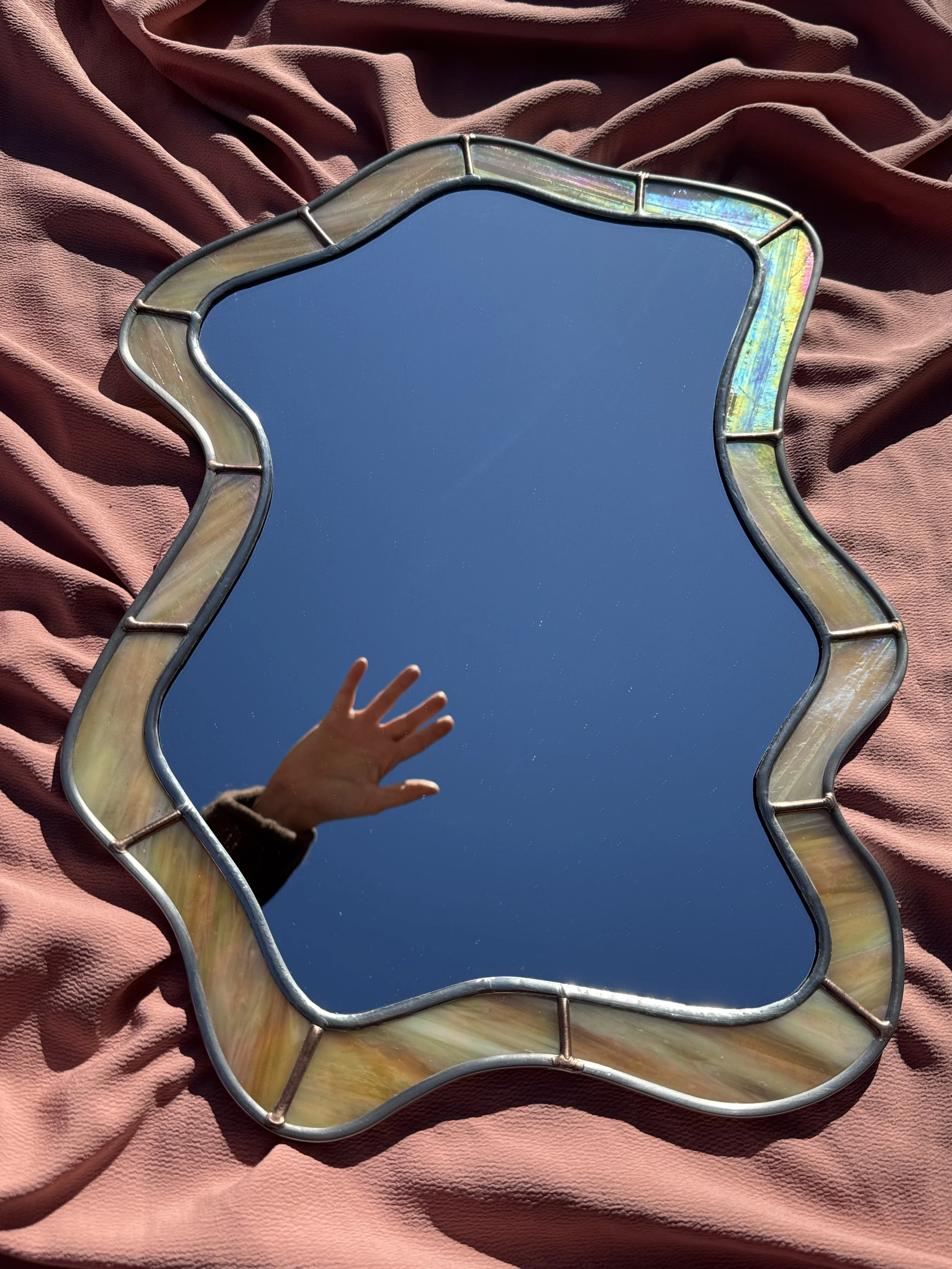 Realm Stained Glass Mirror // Iridescent Pearl