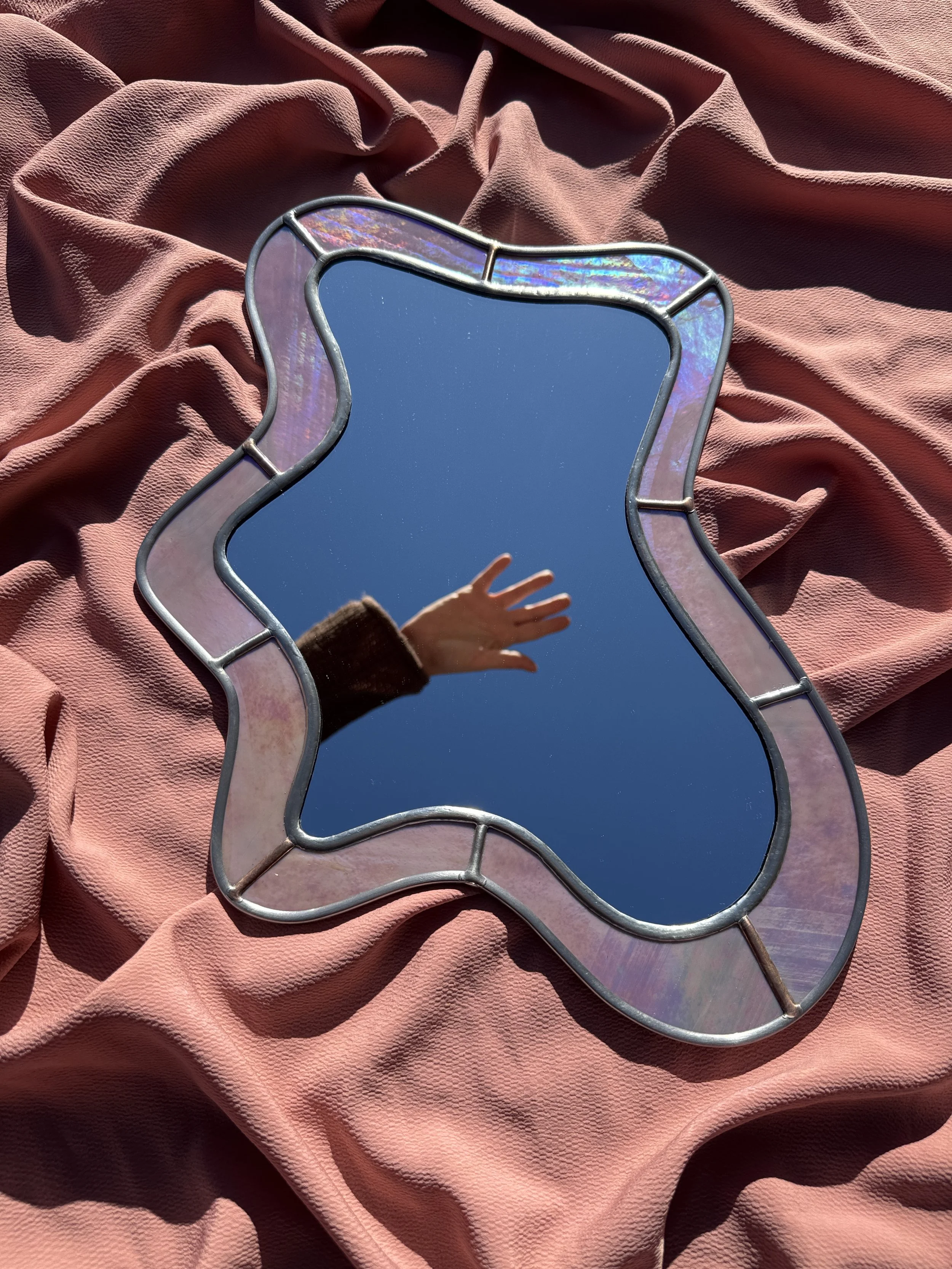 Silhouette Stained Glass Mirror // Iridescent Lavender