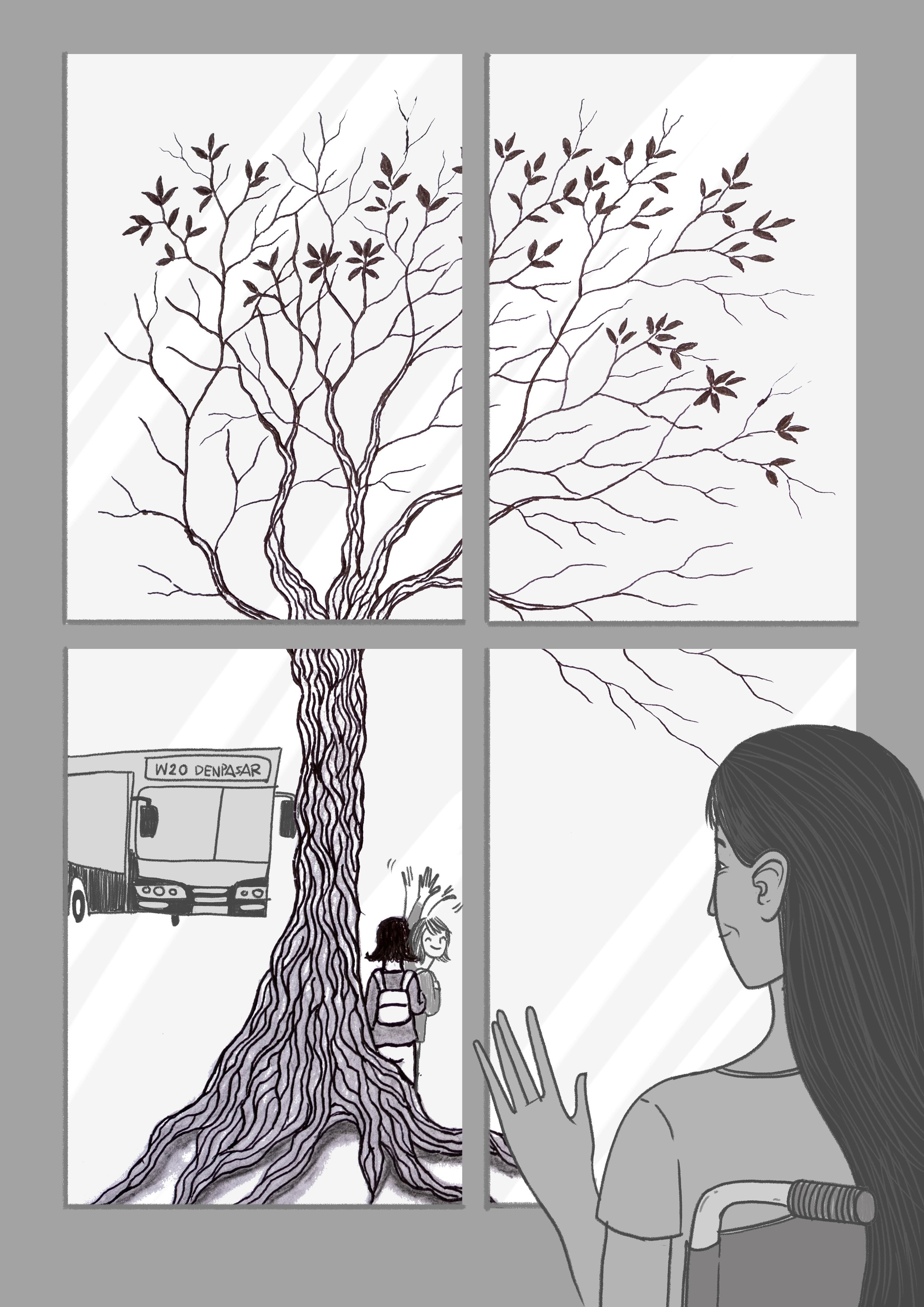 Window, Ink drawing and digital illustration combined14.8x21cm