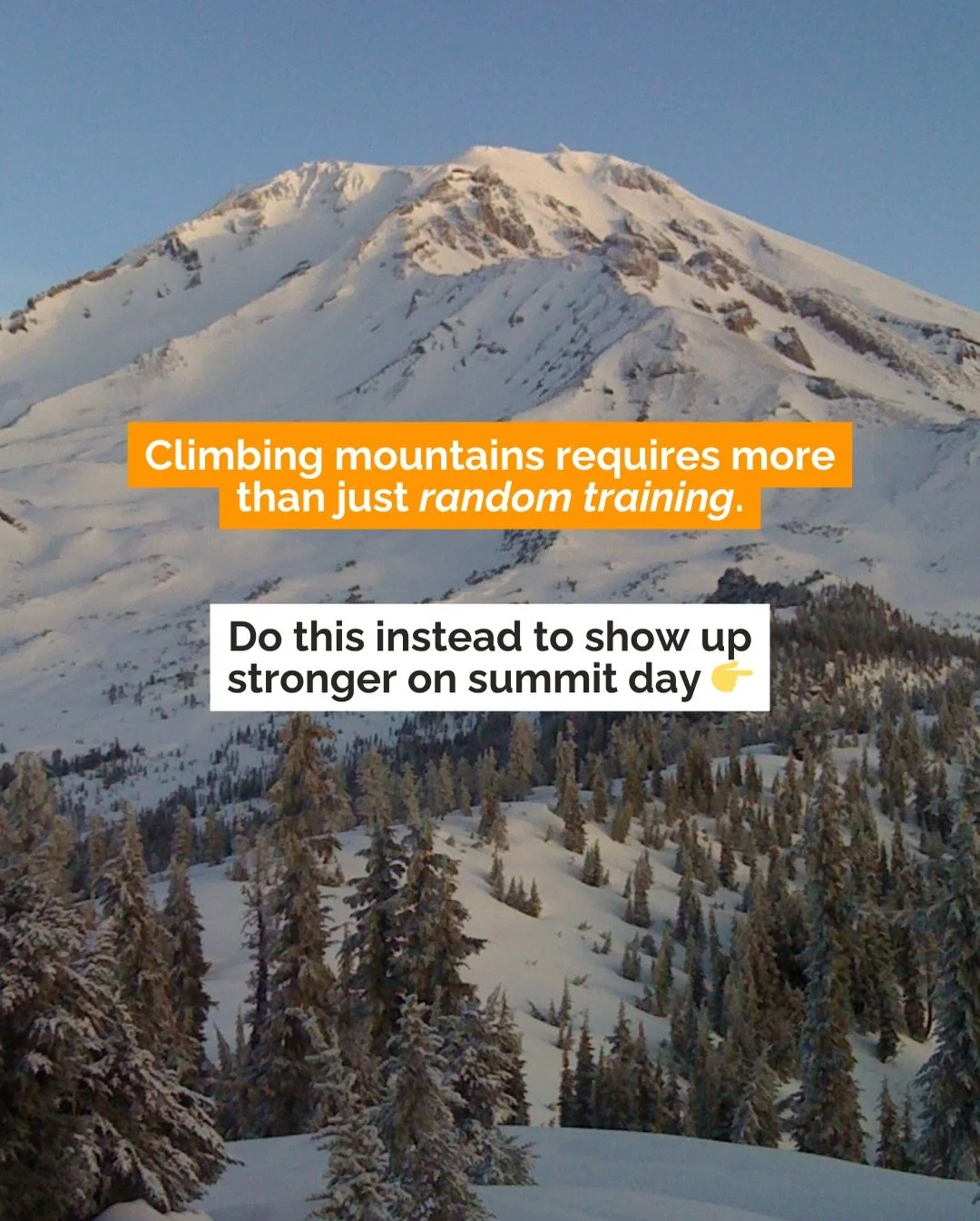 Comment "Mistakes" and I'll send you the 3 biggest training mistakes I see mountaineers make. 🏔️

The first one is not training specifically for the mountains. Yes, workout classes and random runs and once-in-a-while workouts can be great 