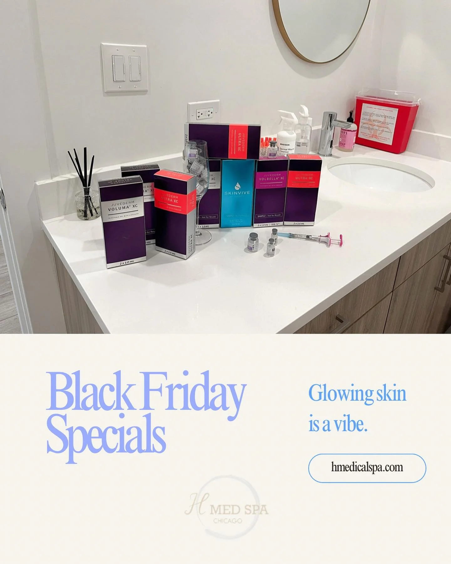 Black Friday Specials ⚡️⚡️

✨10% off on all facials &amp; chemical peels 
💉30% off combine with 3 treatments 
✨SkinVive $100 off 
💉Lip filler $599/syringe 
💗Fillers, buy two syringes, get one syringe free

Available now until 12/3/25. All purchase