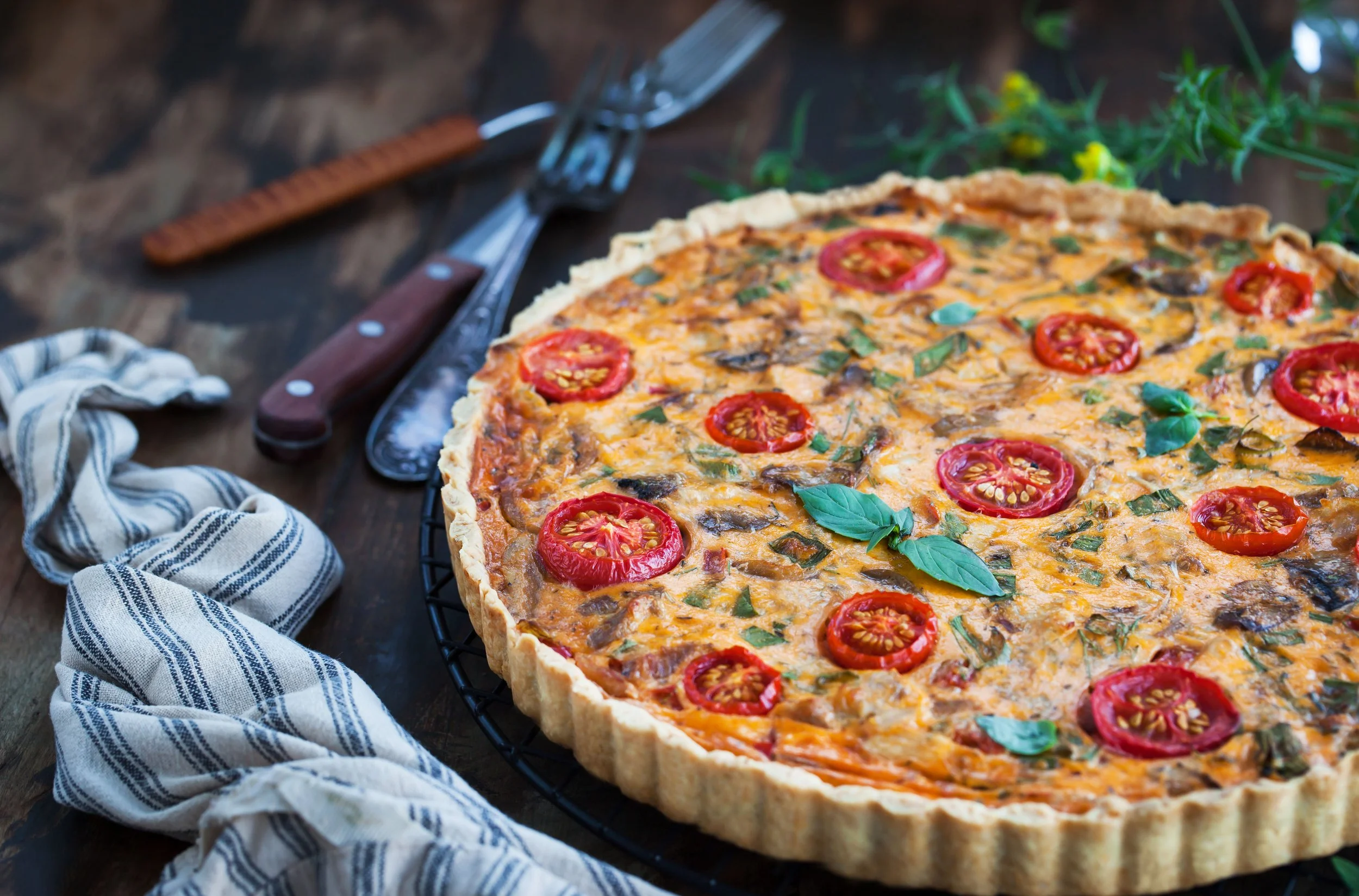 Quiche mit Tomaten und Bohnen