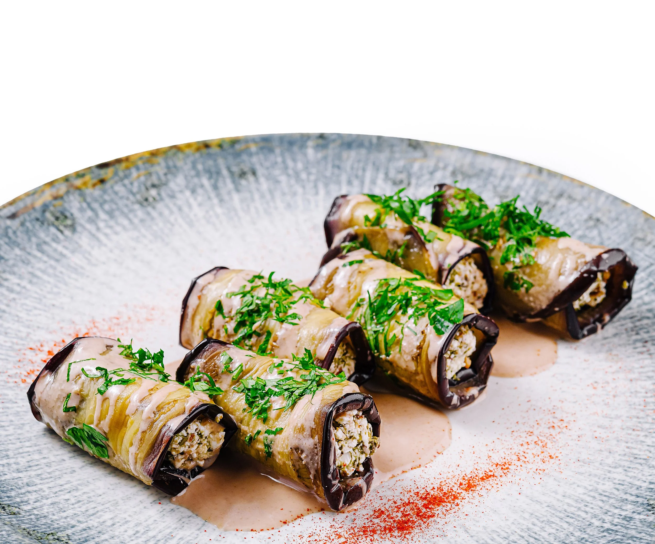 Gegrillte Auberginenröllchen