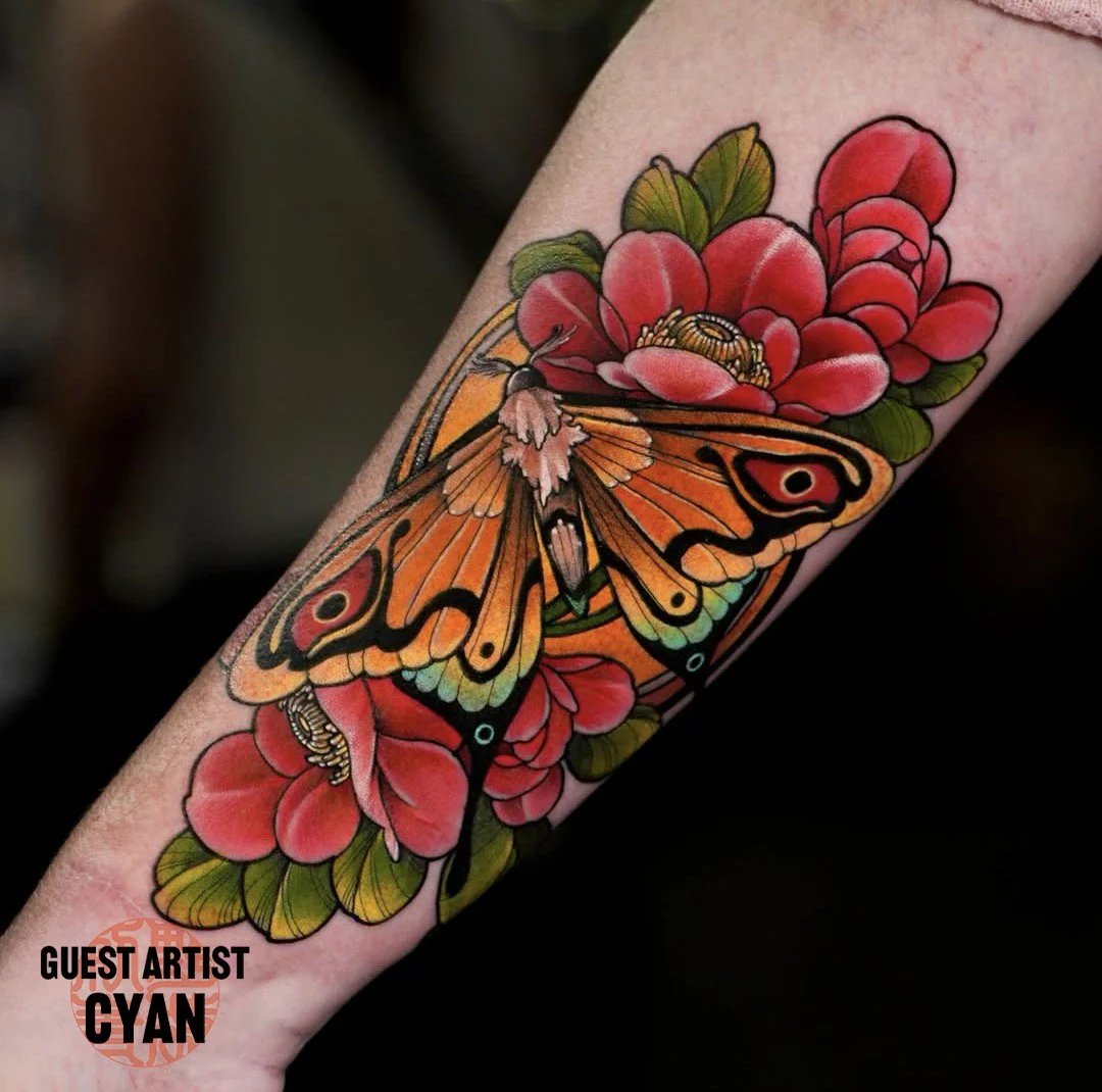 neo traditional butterfly tattoo by Cyan