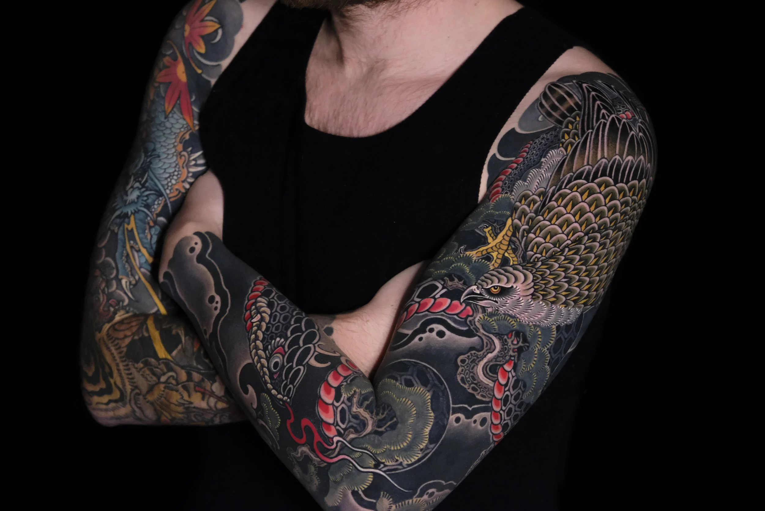 hawk and snake traditional Japanese