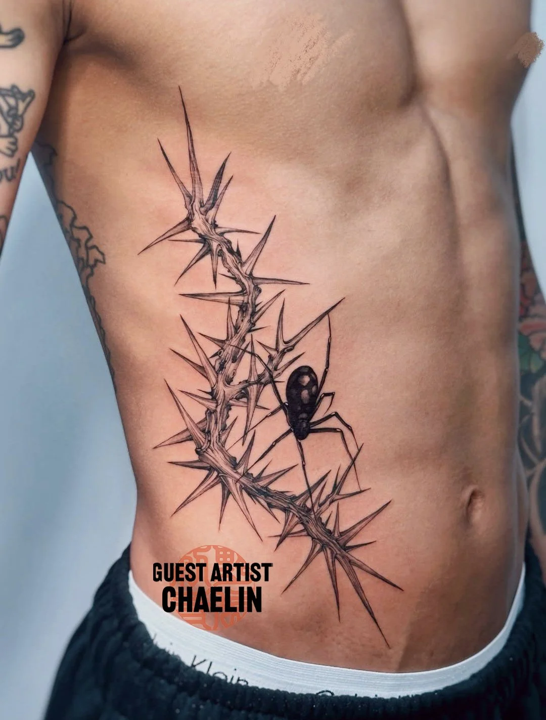 fine line tattoo spider tattoo by Chaelin