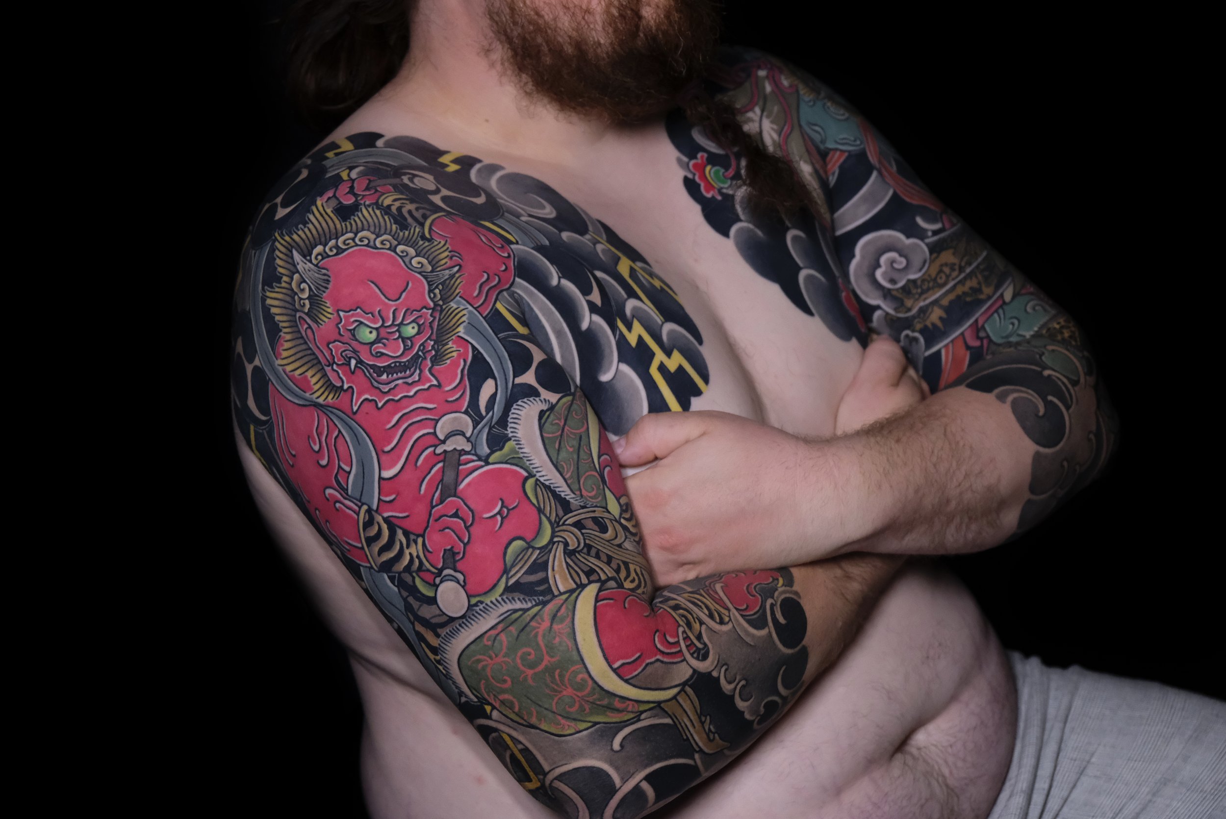 traditional Japanese Rai-jin tattoo