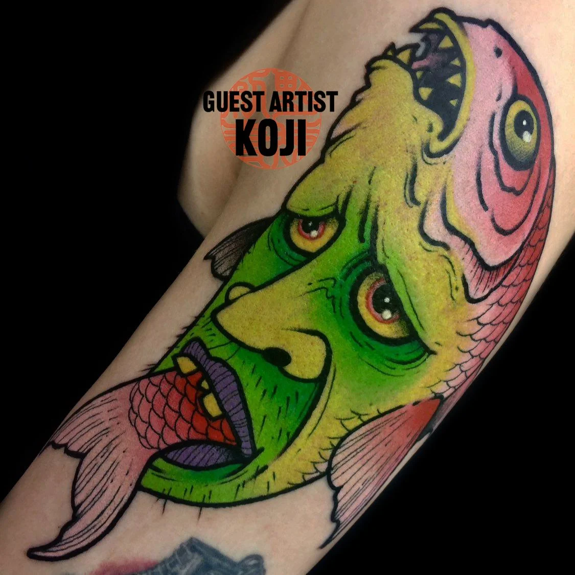 new school sea bream fish youkai tattoo by Koji