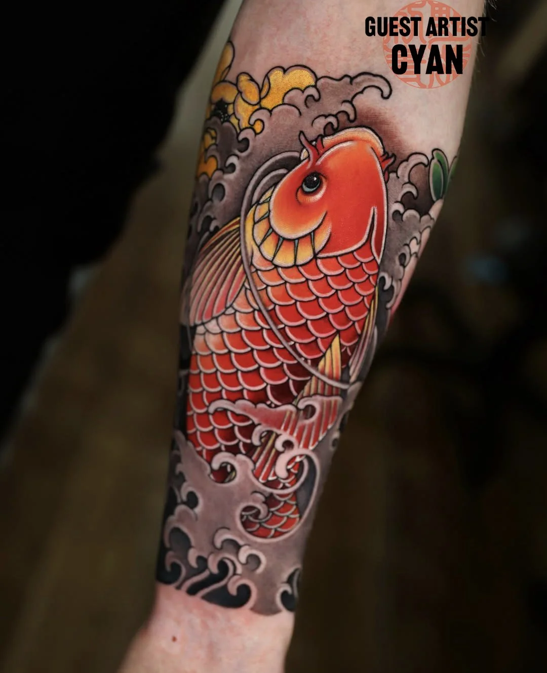 traditional Japanese koi fish tattoo by Cyan