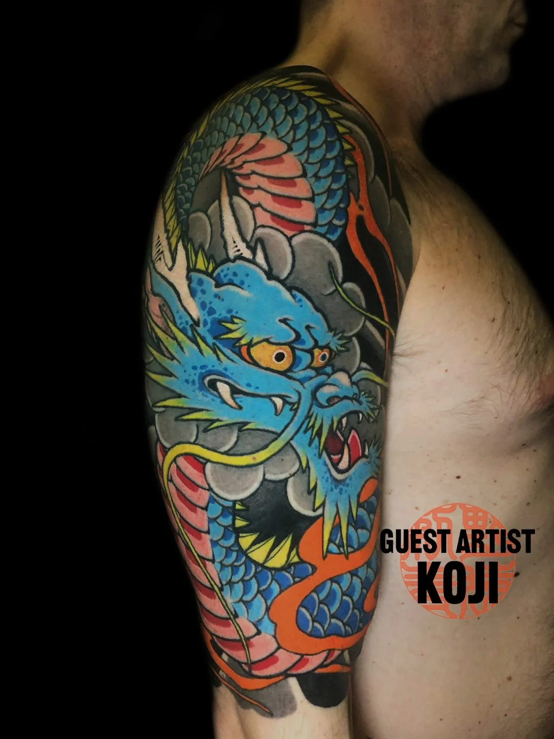 traditional Japanese dragon tattoo by Koji