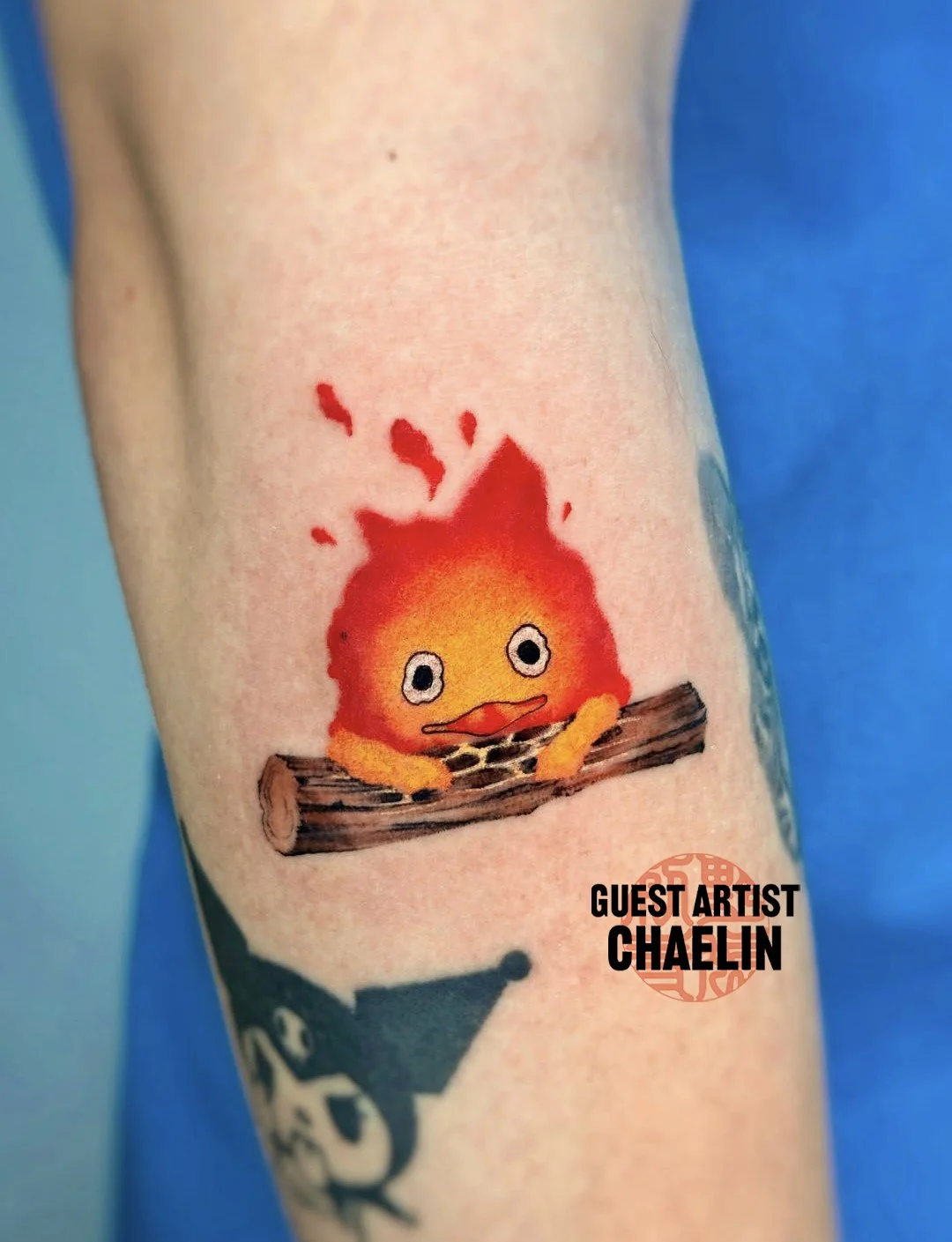 Ghibli Calcifer anime tattoo by Chaelin
