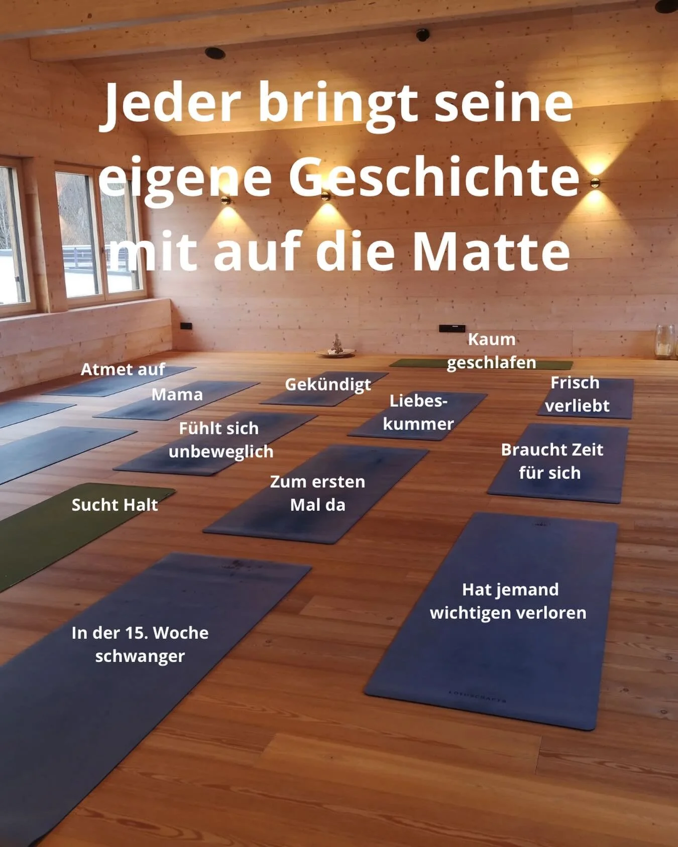 Jeder bringt seine eigene Geschichte mit auf die Matte. 🫶🏻

Egal, wo du gerade stehst, du bist willkommen bei uns. ❤️

Unser n&auml;chster Yogakurs startet ab Mitte Mai in Seeon und wir freuen uns, dich dabei zu haben. 🫂

Das erwartet dich: 
😮&zw