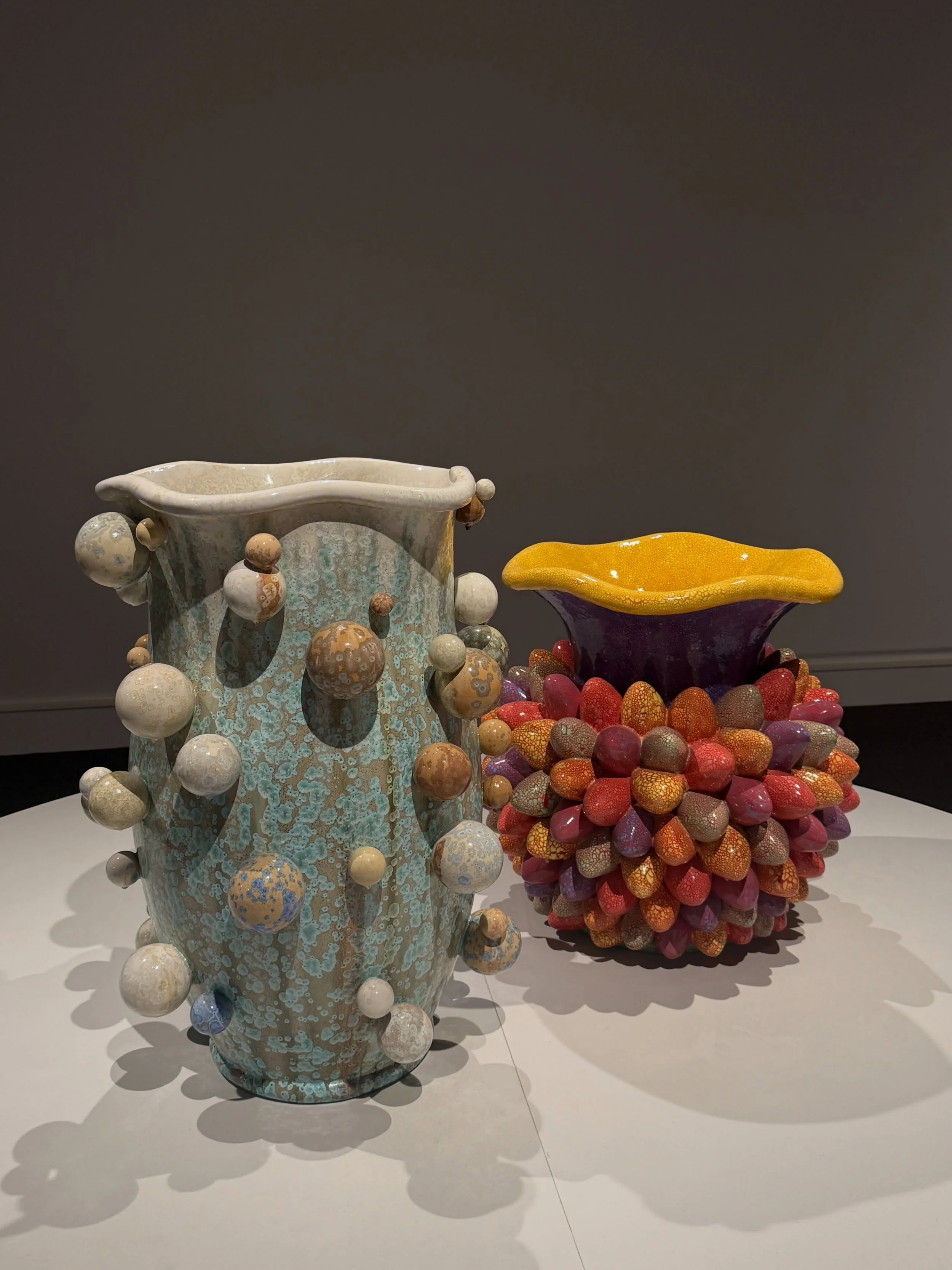 Such a surprise gift to be visiting @themintmuseum and find one of my favorite ceramic artists @kate_malone_ceramics Mr and Mrs Tutti Atomic on display❤️❤️❤️❤️ #starpuddingfarm #ceramicartist #charlottenc