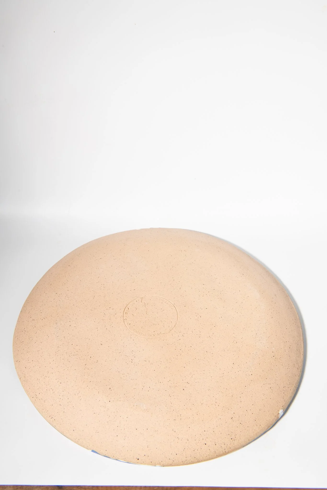 Back view of Handmade Ceramic Plate with Lemons and Leaves