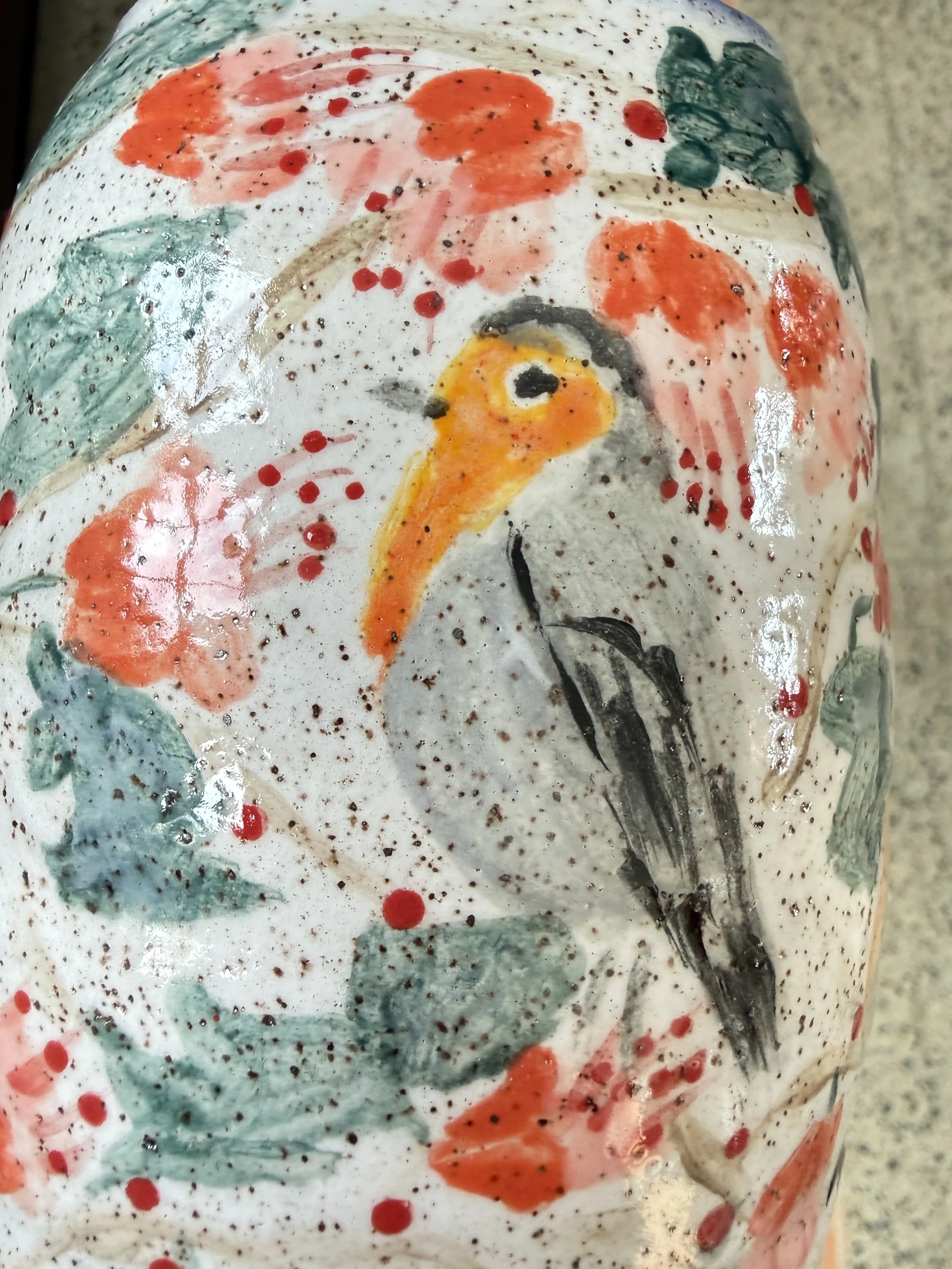 Closeup of Birds in a Flowering Tree