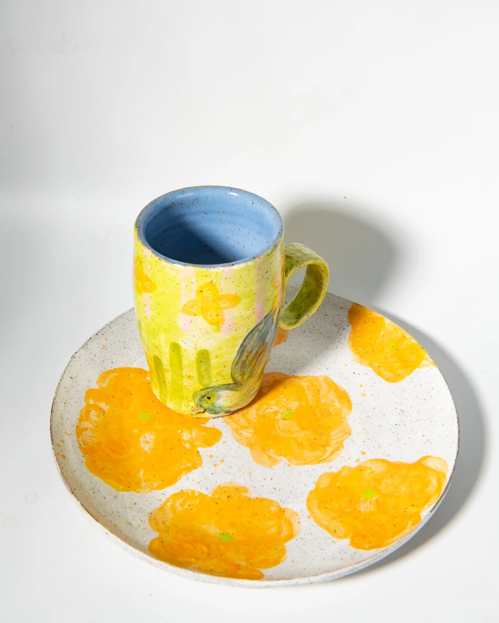 Yellow Blossom Plate with Cup