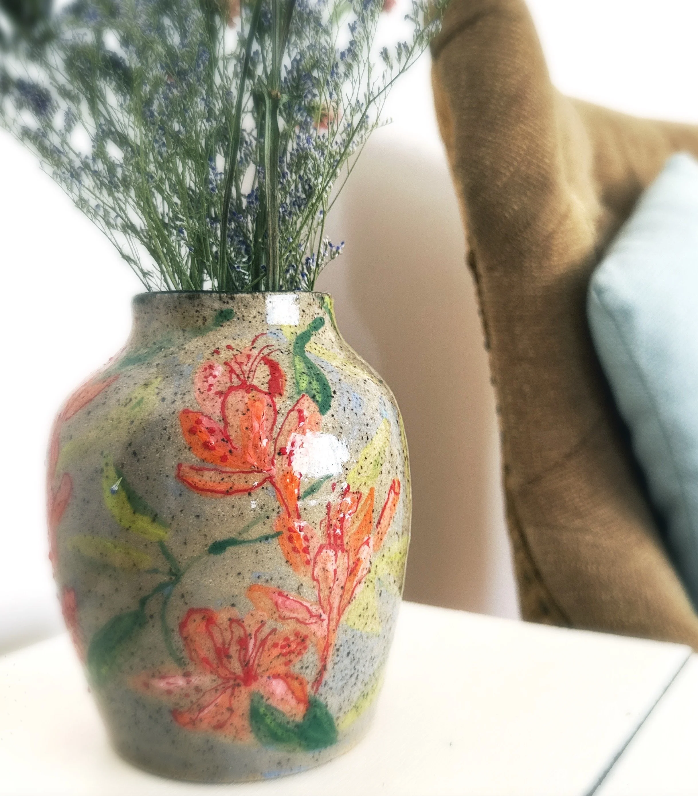 Alstroemeria Flower Vase in Living Setting