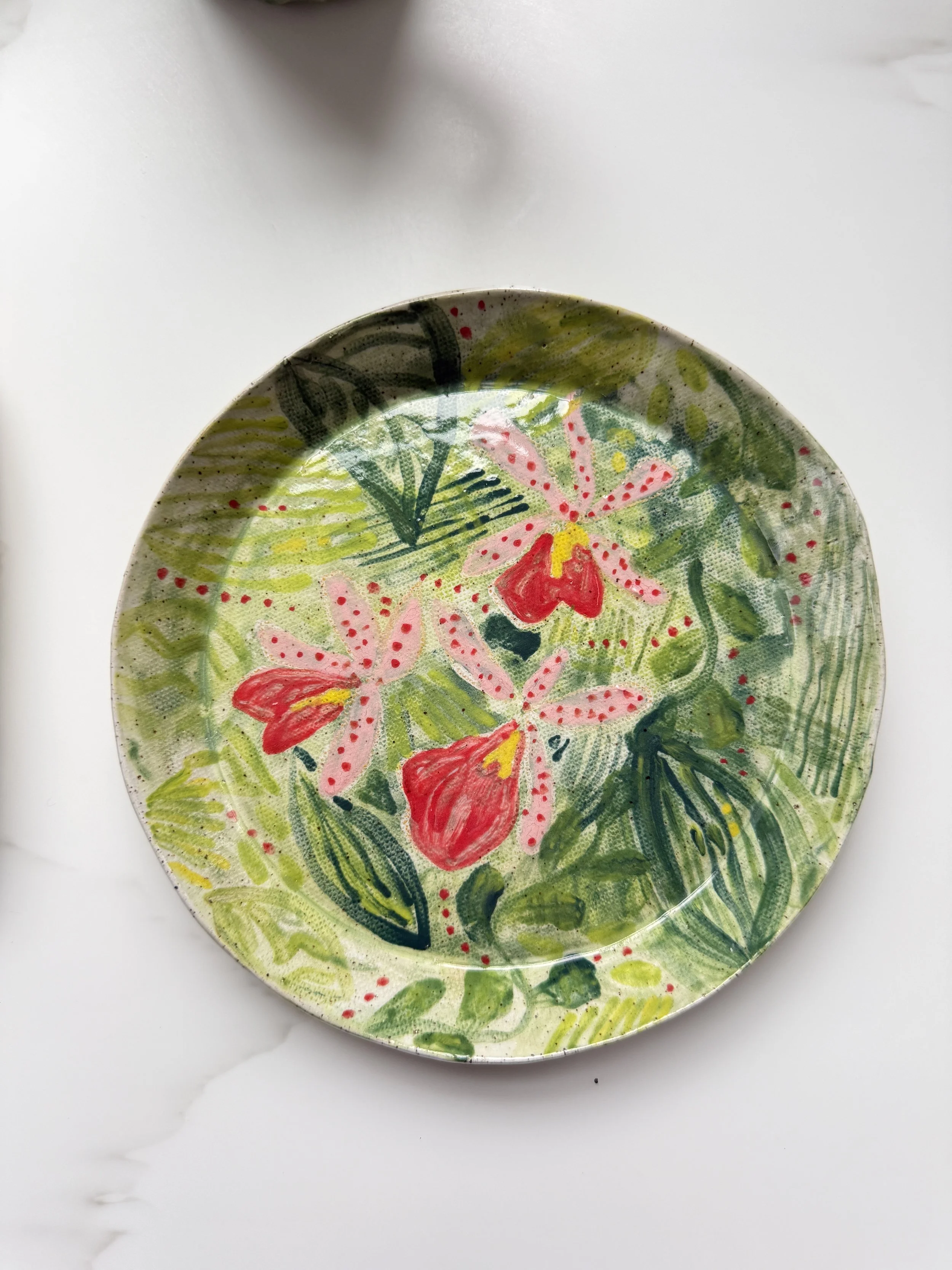 Tropical Orchid Round Dessert Plate
