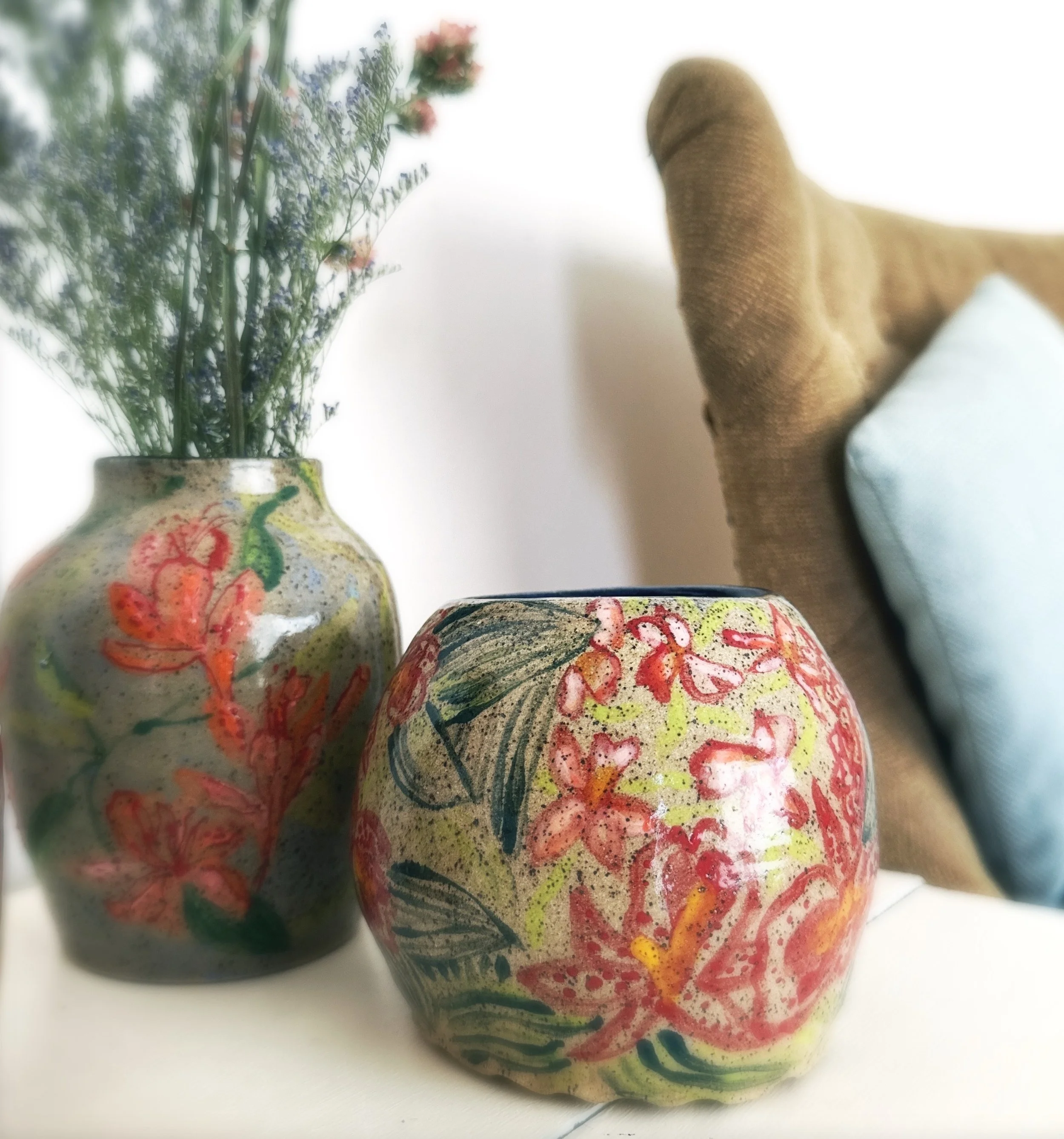 Tropical Orchid Handmade Vase with Other Vases