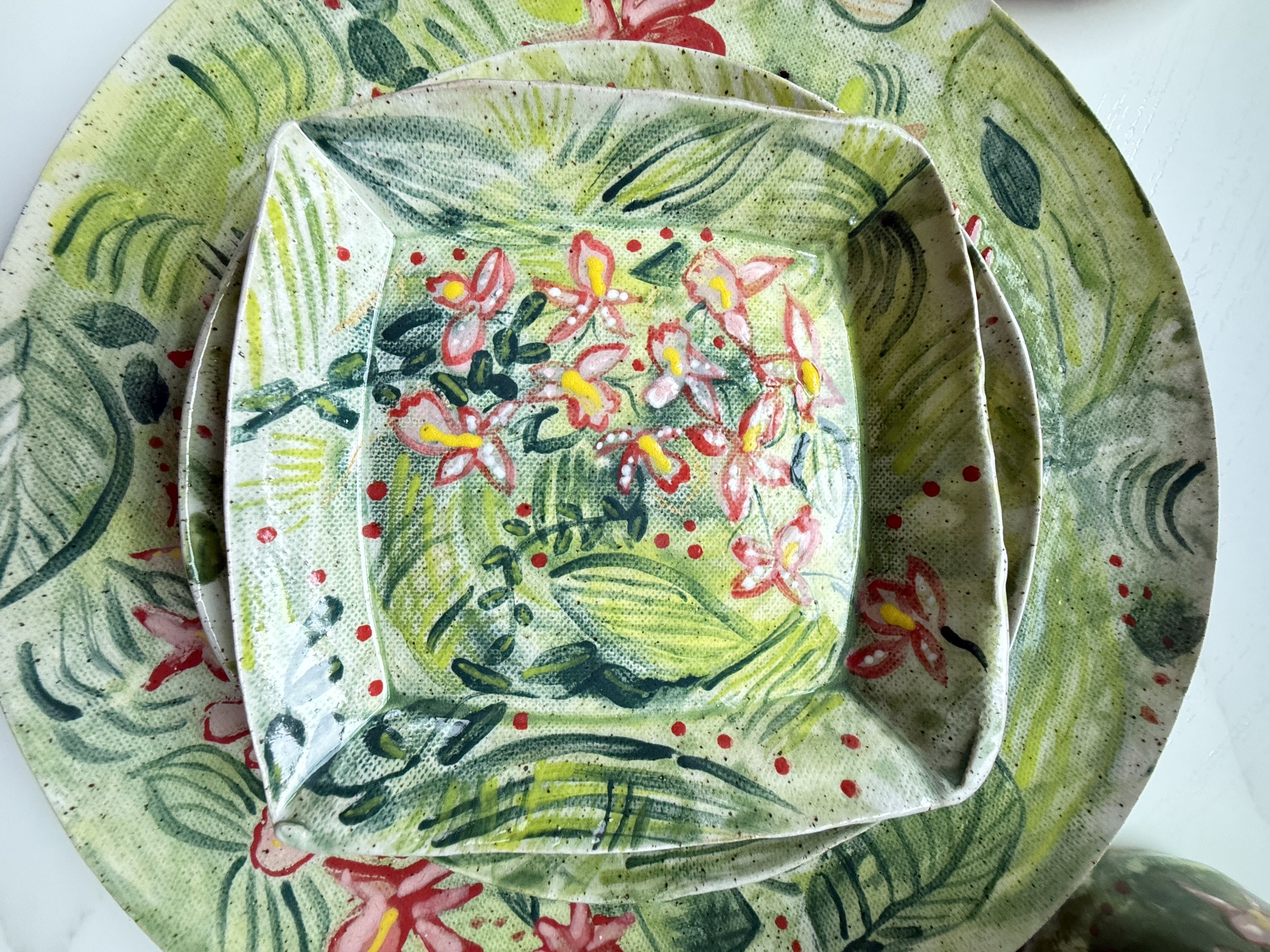 Tropical Orchid Square Dessert Plate