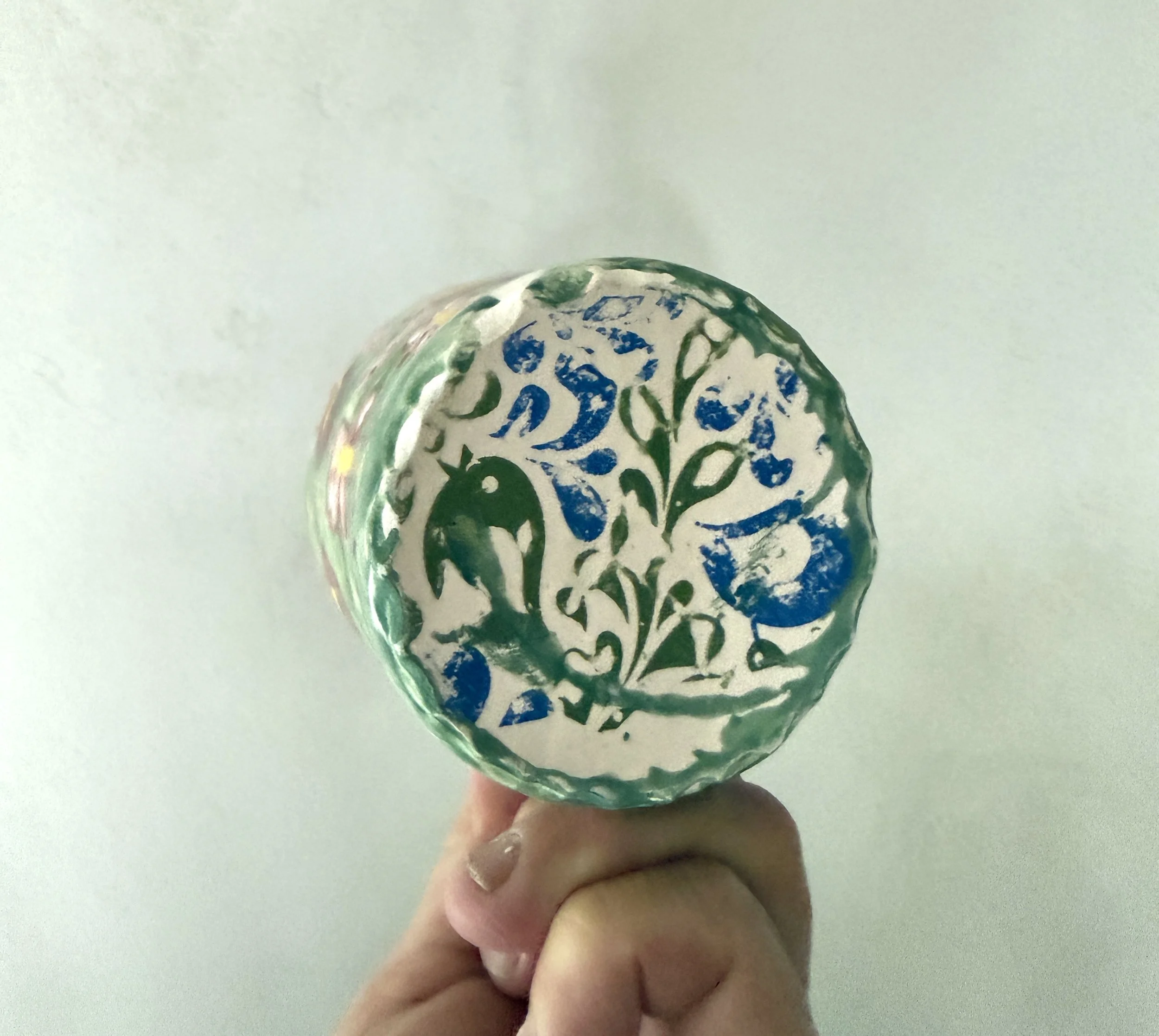 Handmade Tropical Orchid Mug Bottom view of 2nd design