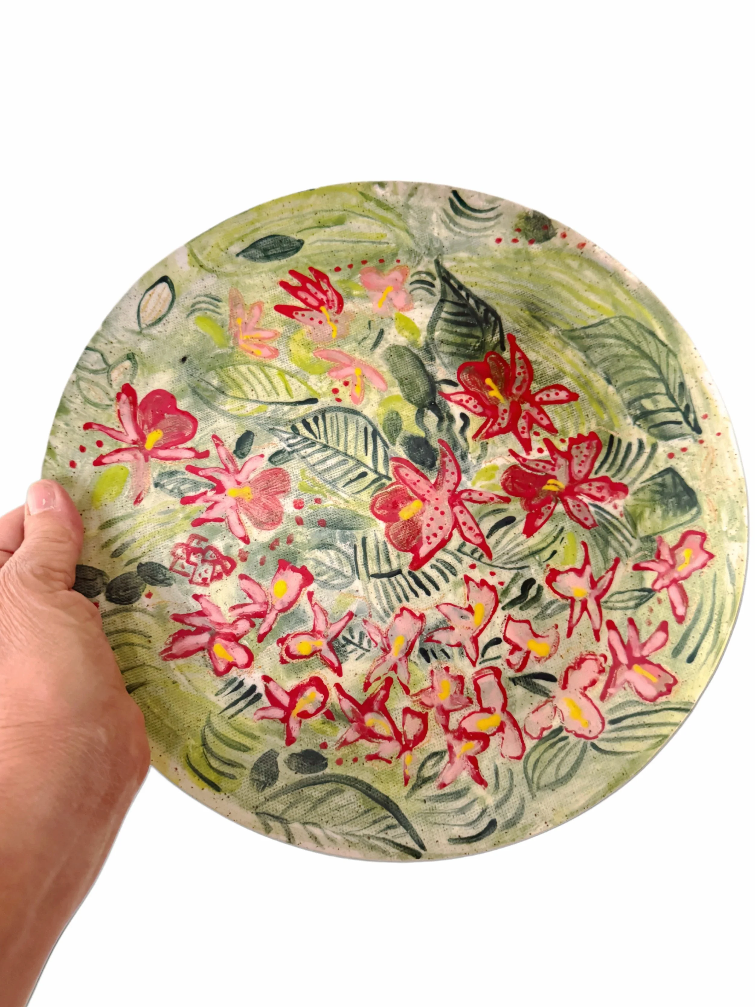 Handmade Tropical Orchid Plate