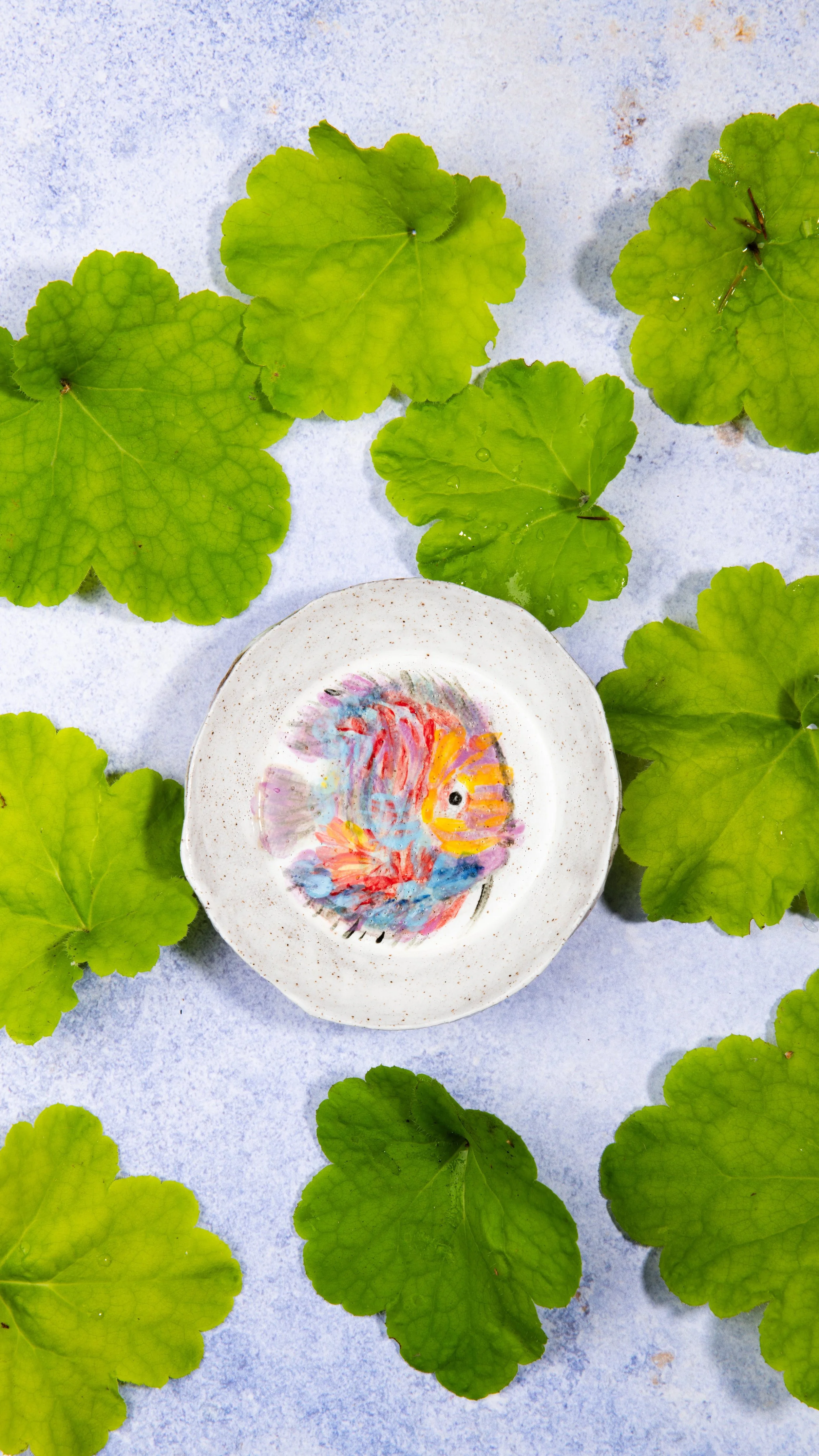 Colorful Handmade Ceramic Angel Fish Plate