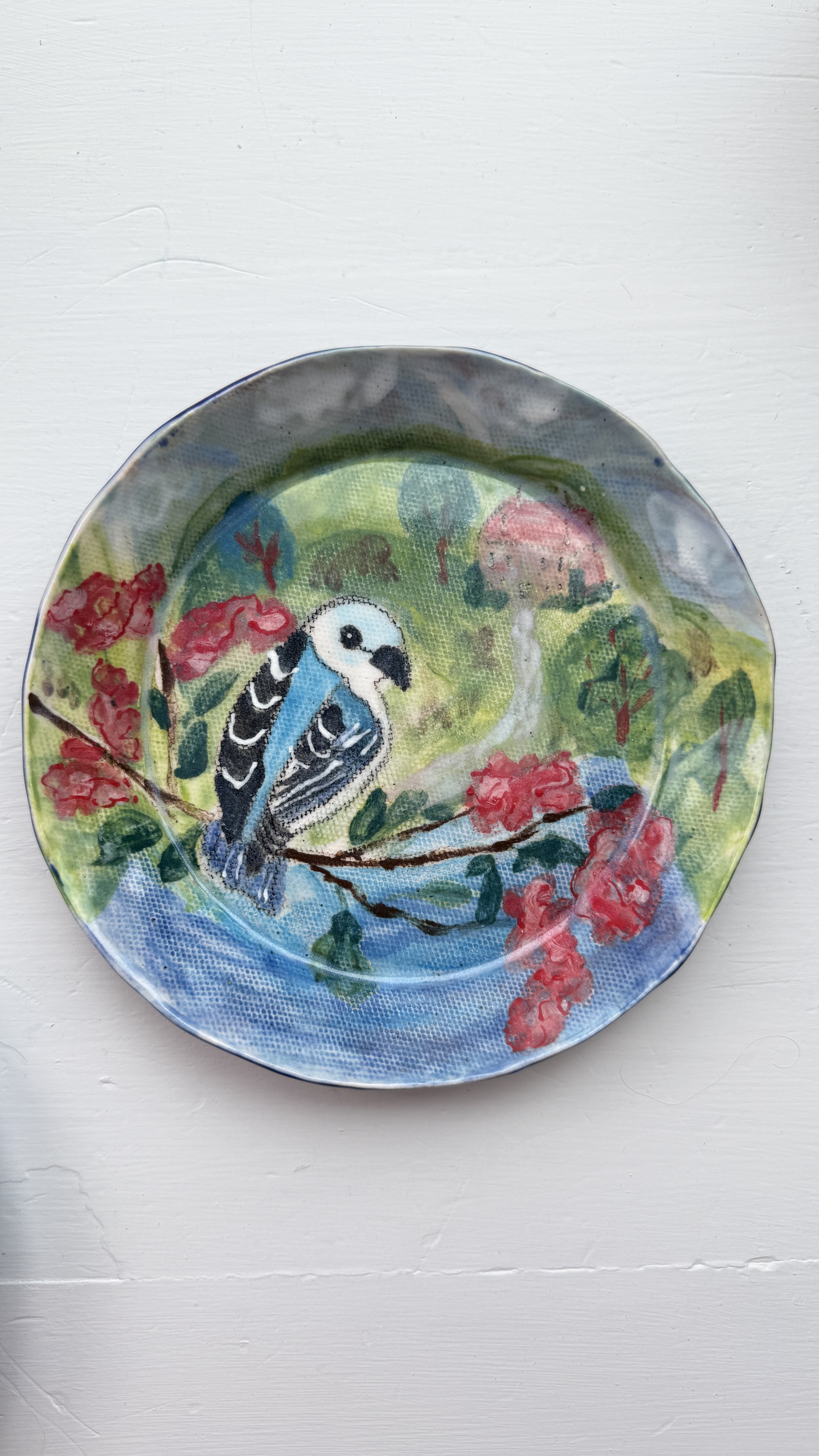 Blue Bird Ceramic Plate- Handmade, Hand Painted Plate