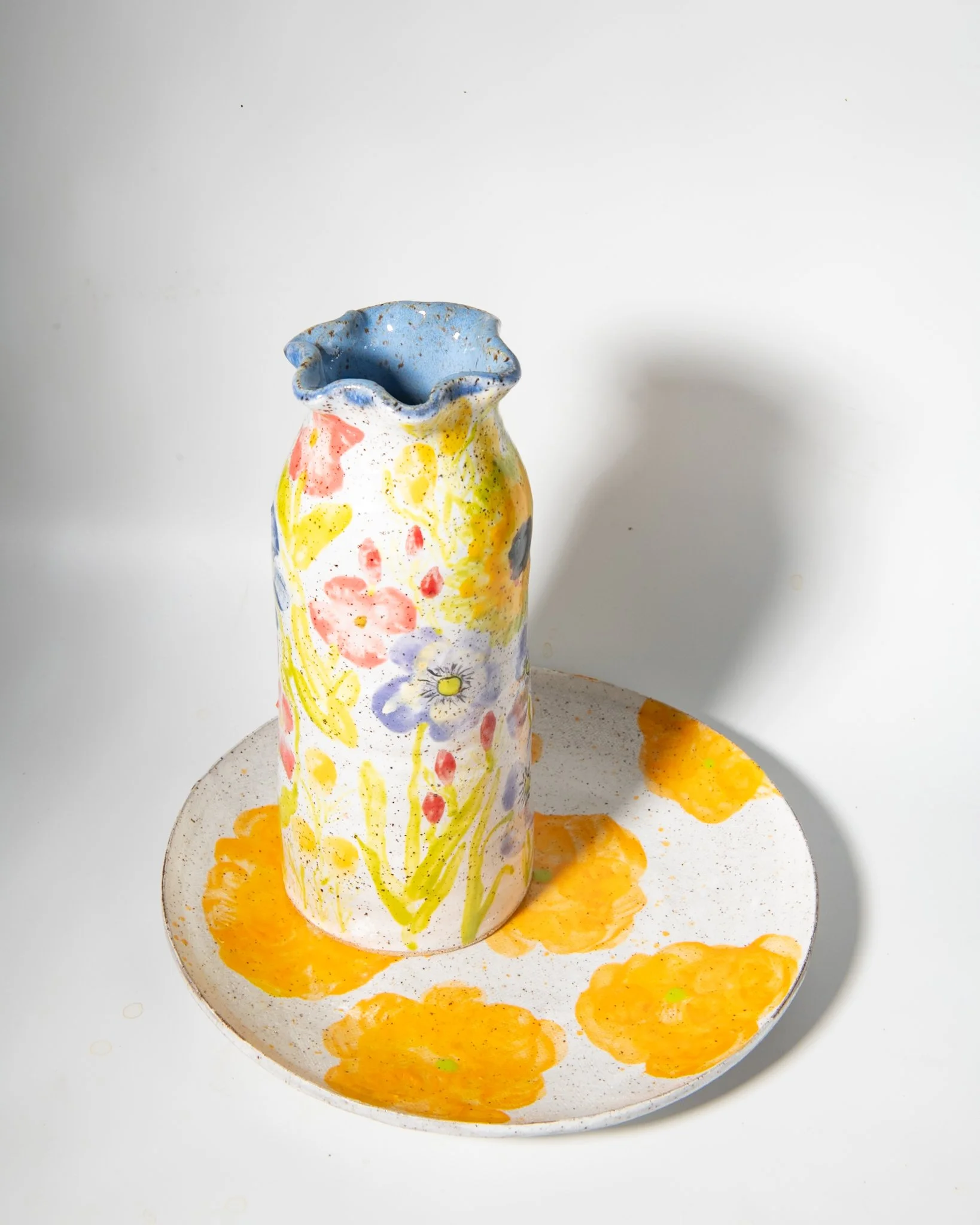 Yellow Blossom Plate with Vase
