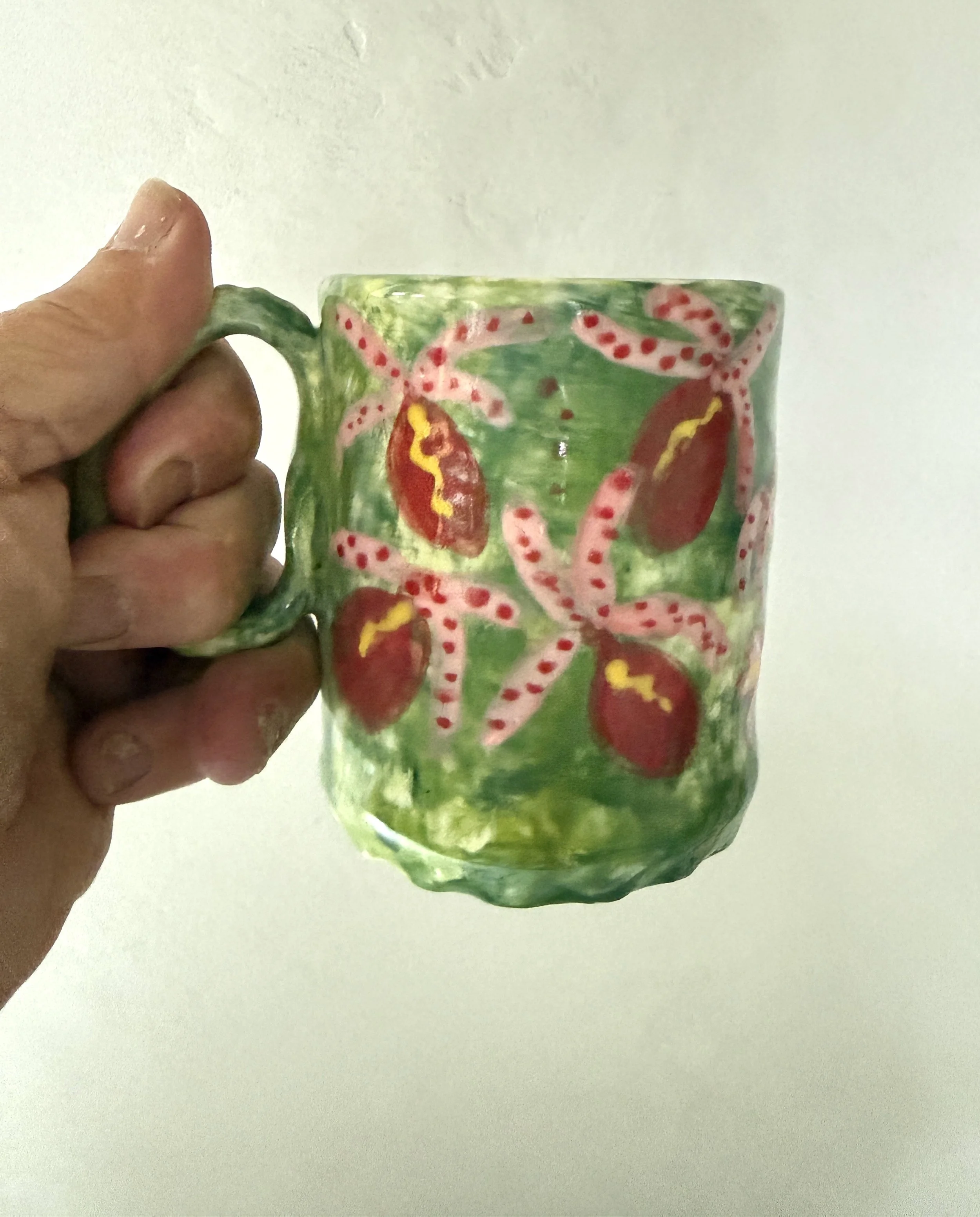 Handmade Tropical Orchid Mug