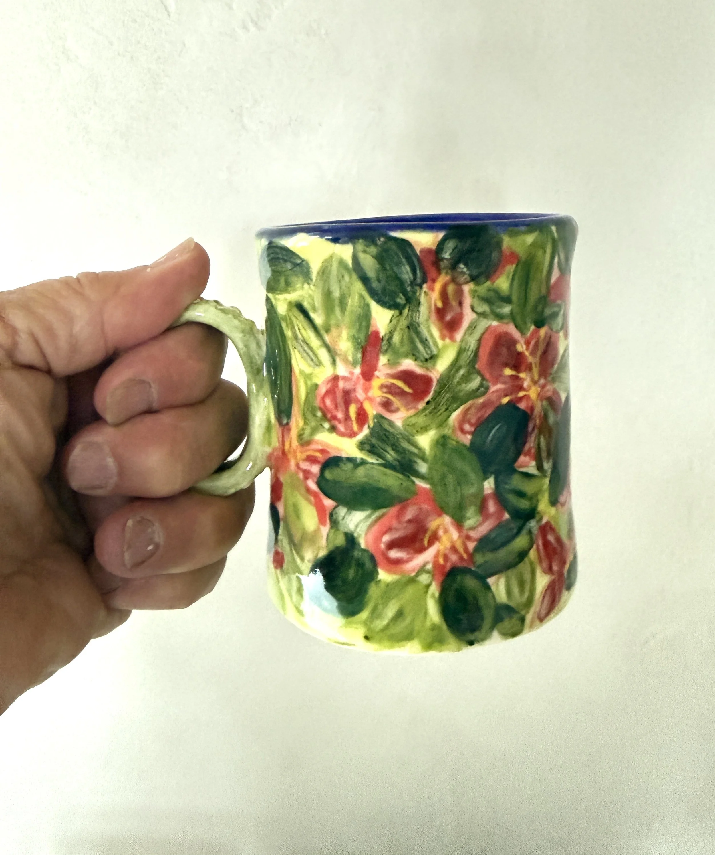 Handmade Tropical Orchid Mug 2nd design