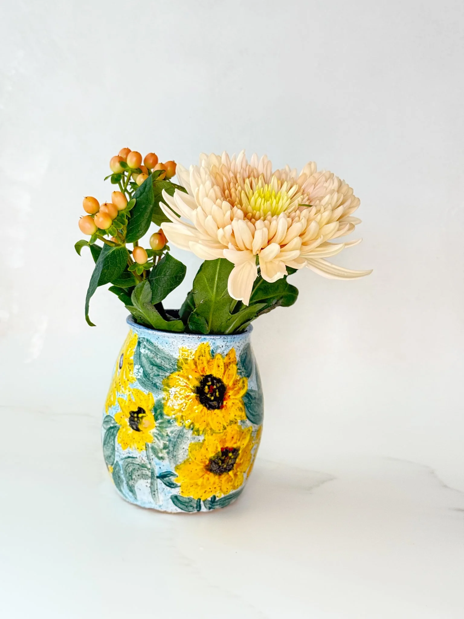 Sunflower Vase with bouquet of flowers