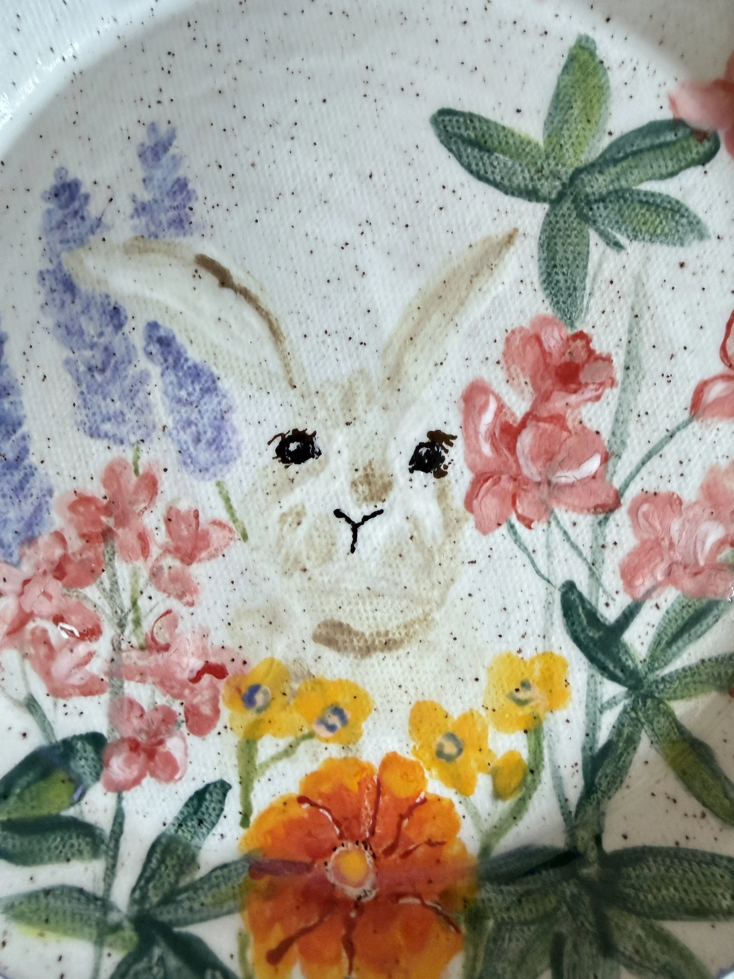 Bunny Looking Out from Summer  Flowers