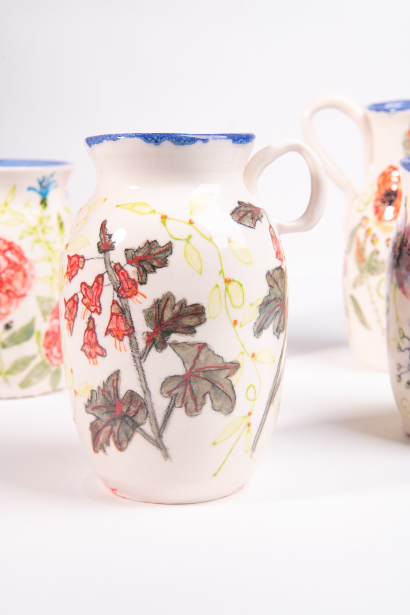 Hand Painted Pitcher with Heuchera