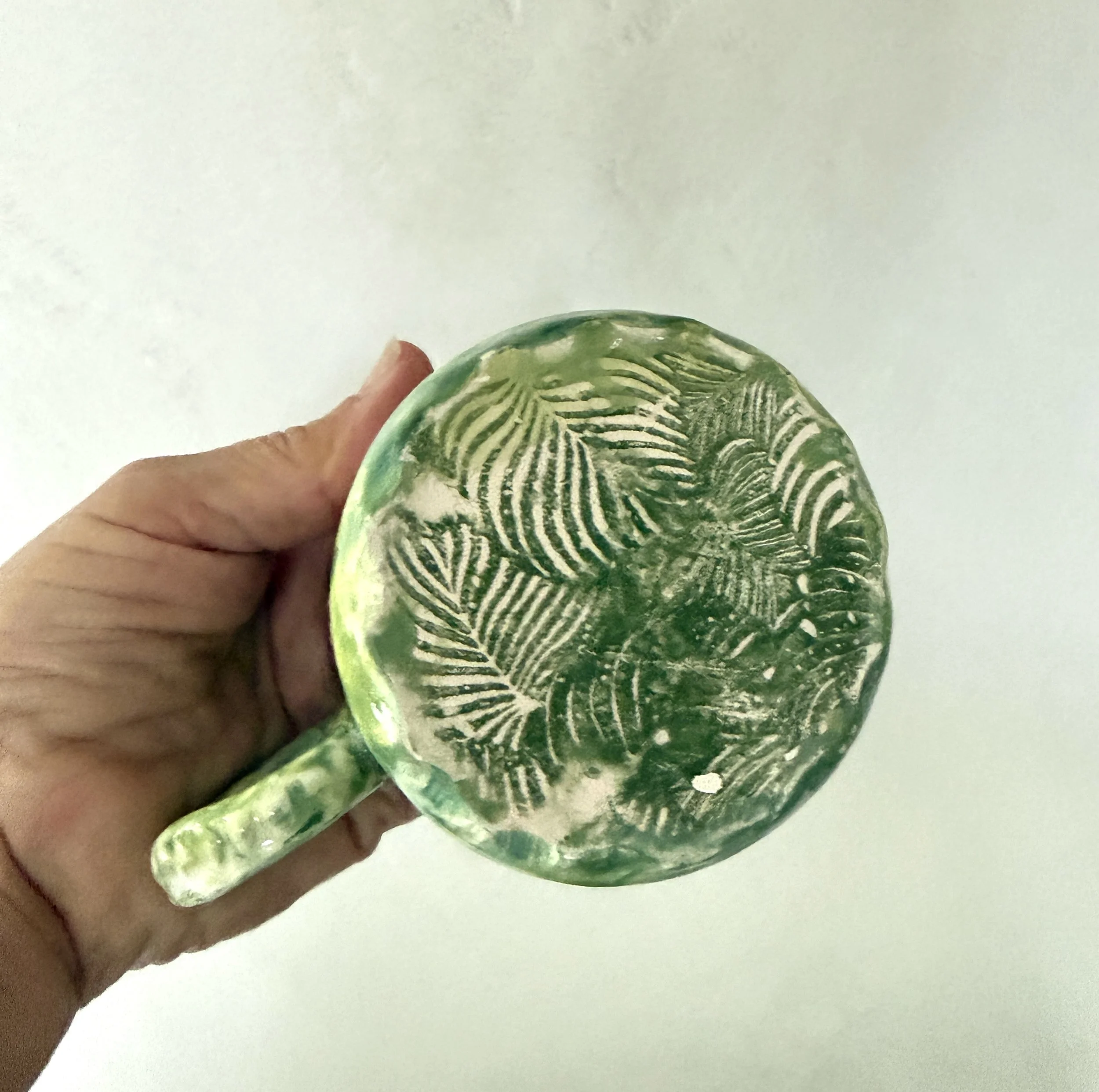 Handmade tropical Orchid Mug bottom of 3rd design
