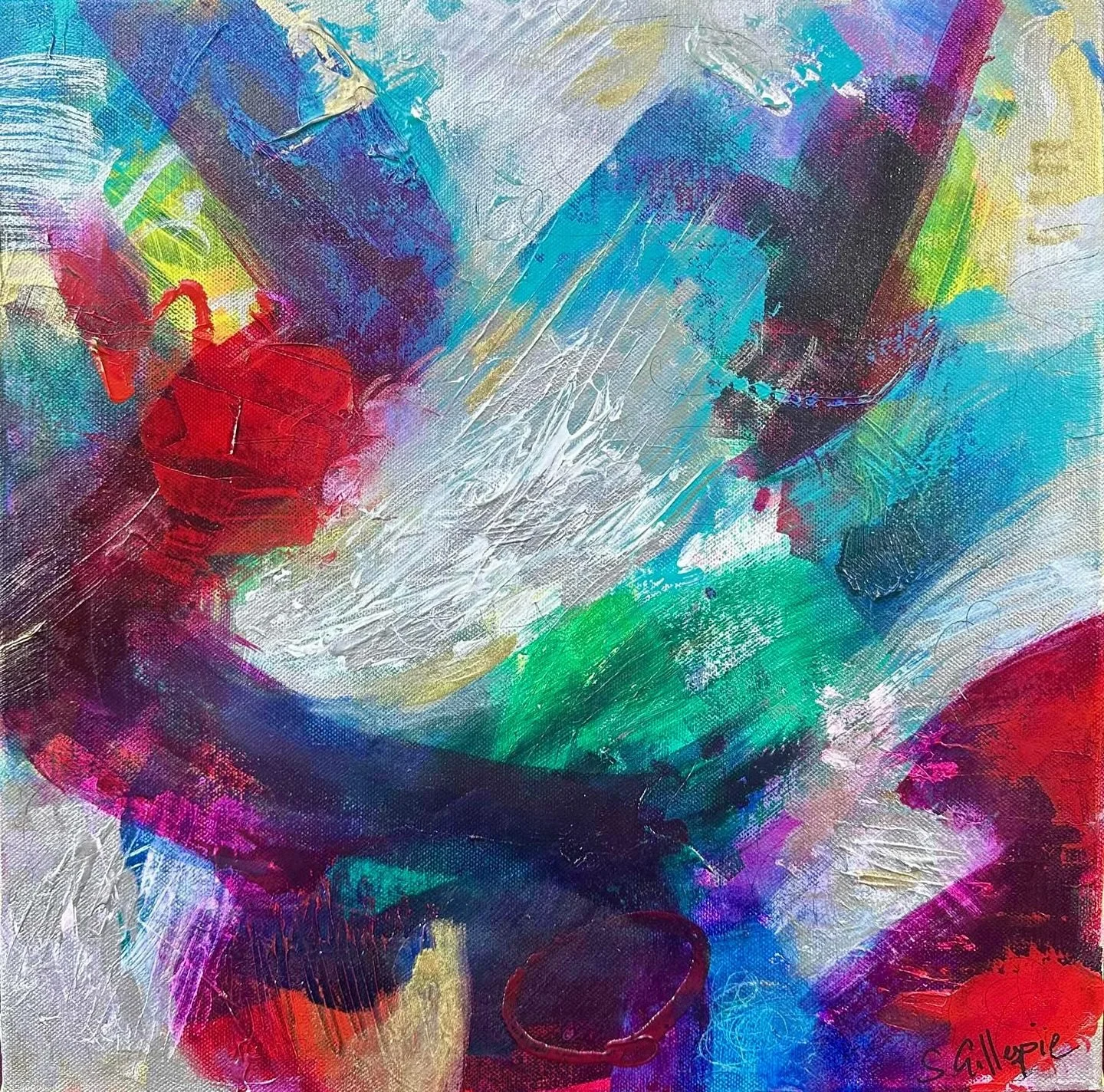 Loved painting this commission just before I buggered off to Italy. It&rsquo;s inspired by the iconic Stevie Smith poem &ldquo;Not Waving but Drowning.&rdquo; Inks, acrylic, oils, pen on duck weave canvass. ⚡️⚡️ 

If you&rsquo;d like to chat about co