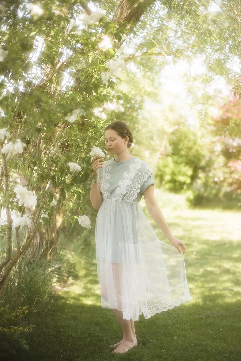 Unique Aqua Jersey and Lace Dress  Vivienne Mok Photography