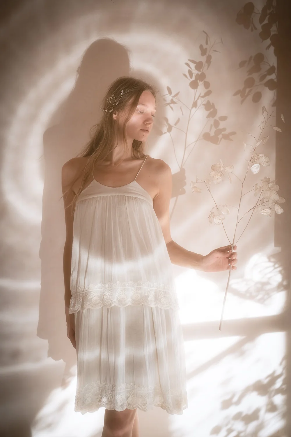 white christmas dresses Embroidered Cotton Voile Dress | Chalk White