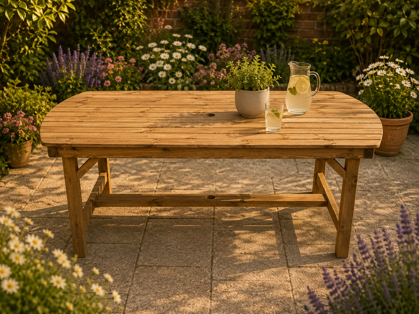 6FT Wooden Garden Table