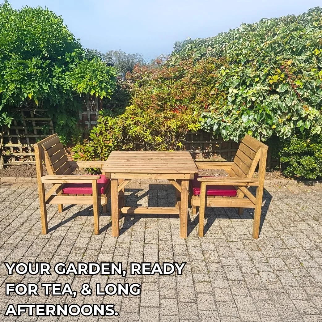 Fully Assembled 3ft Wooden Garden Furniture Set with 2 Chairs