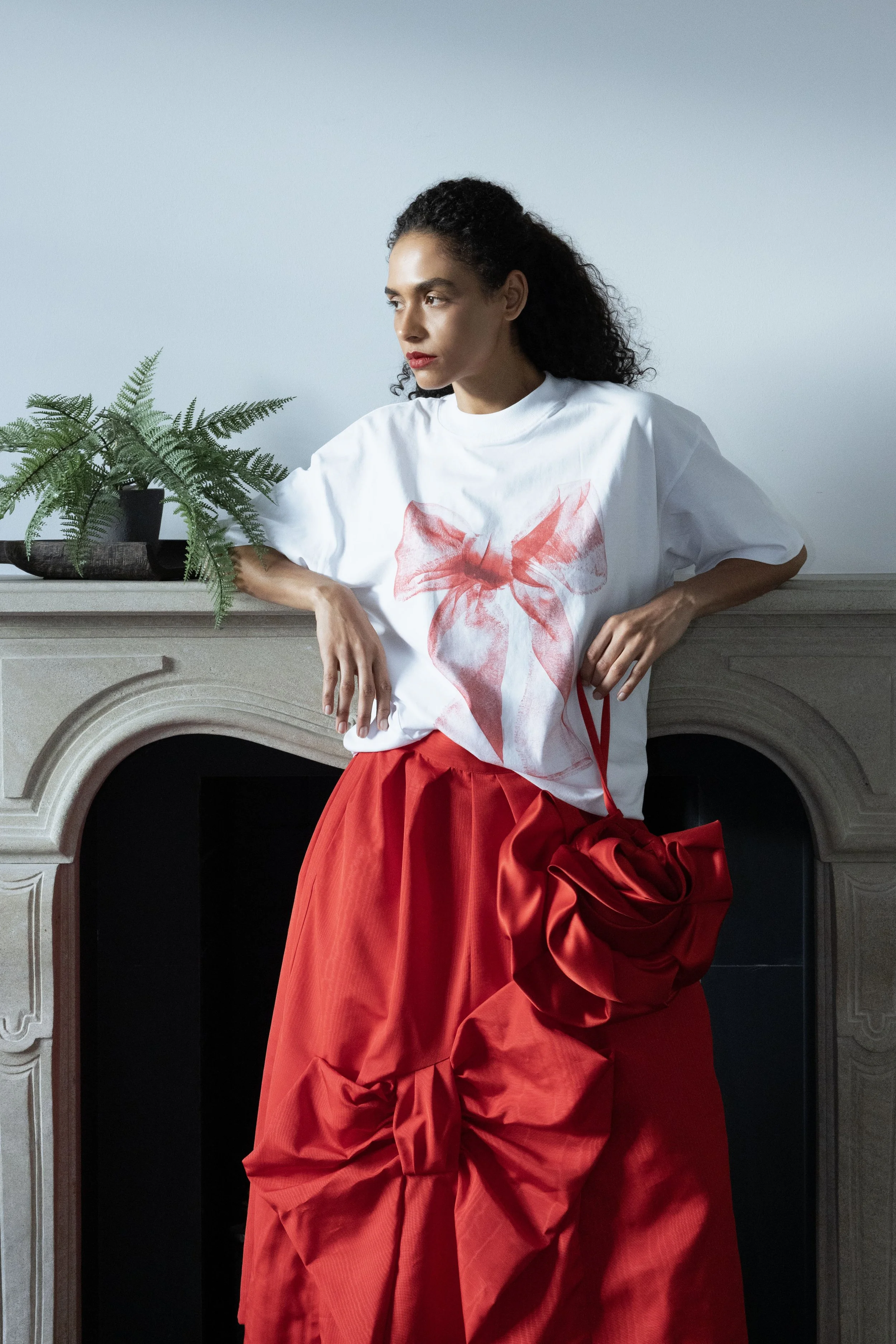 Bow Wrap Skirt Moiré