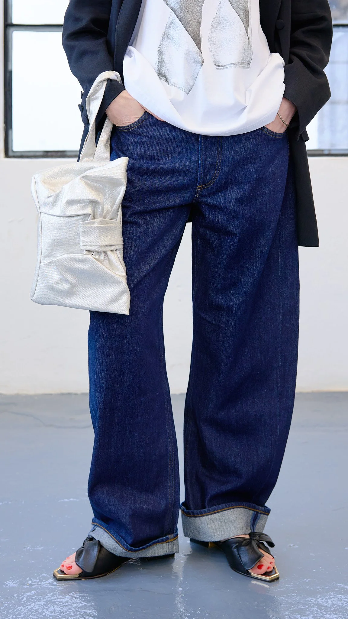 Bow Clutch Gilded Cotton Silver