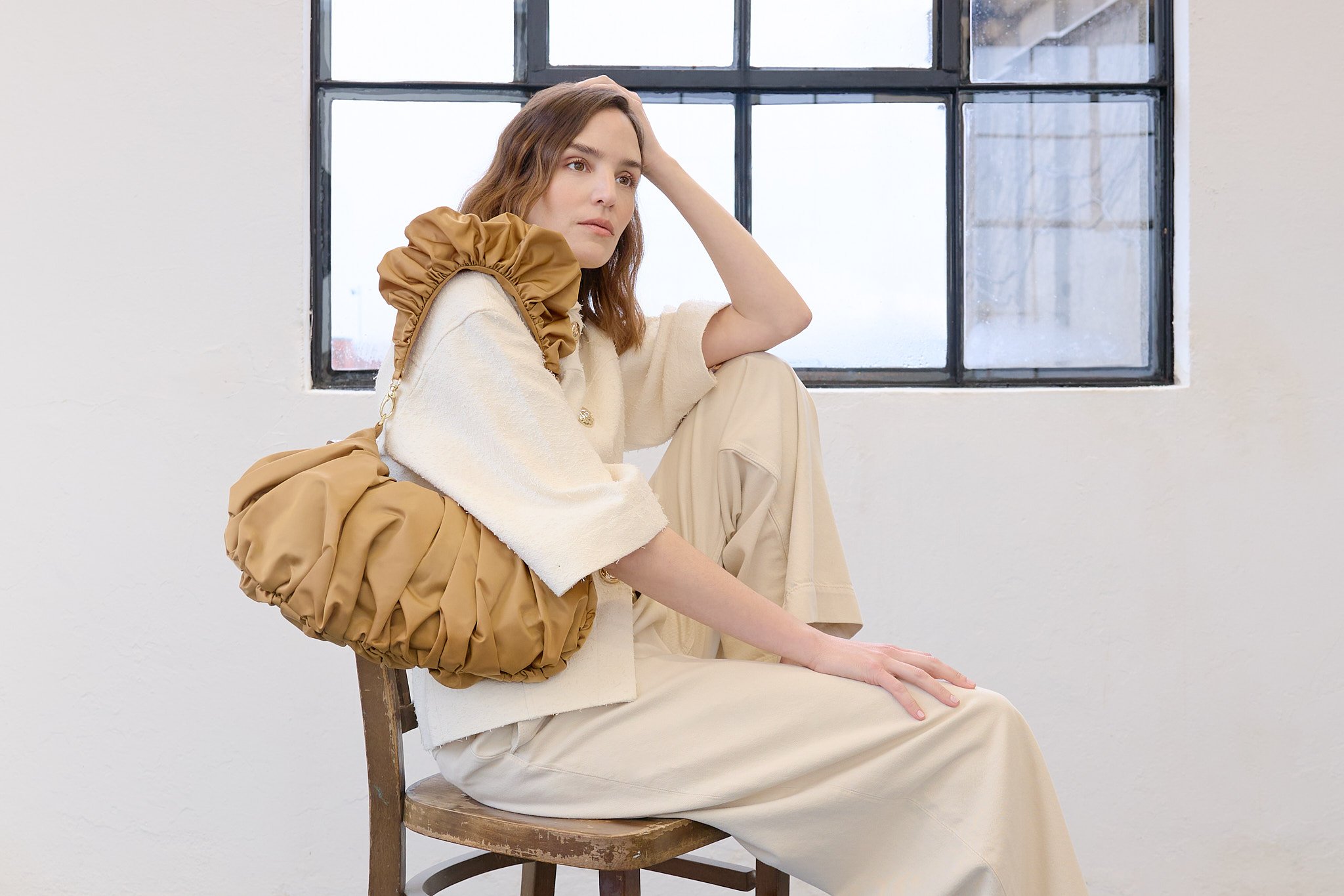 Mini Ruche Hobo Toffee Techno Taffeta