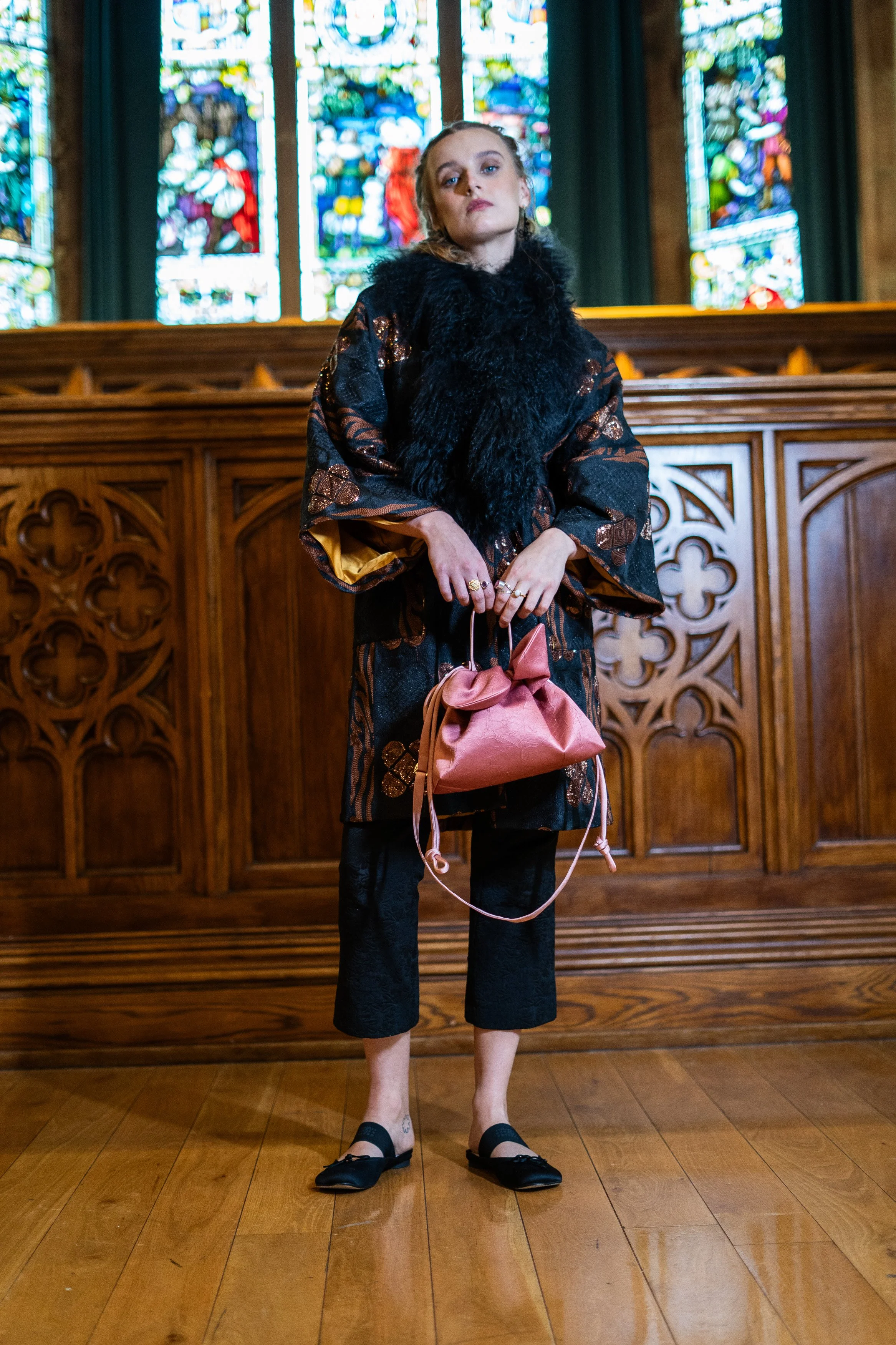 Petal Cinch Bag Crushed Satin