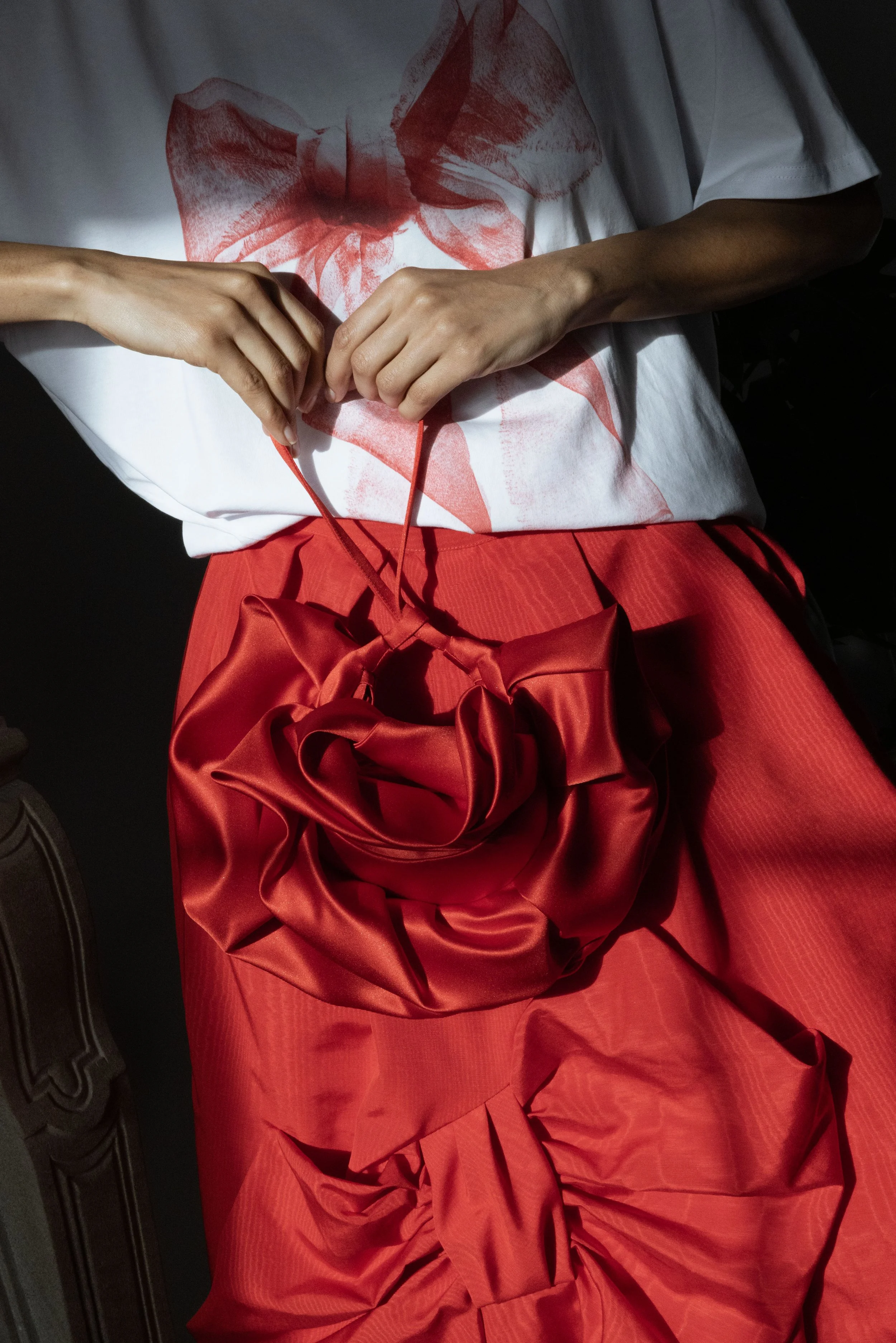 Rose Clutch scarlet satin